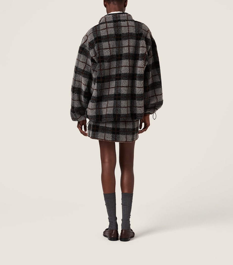 Miu Miu Womens Fleece Check Mini Skirt Image 3