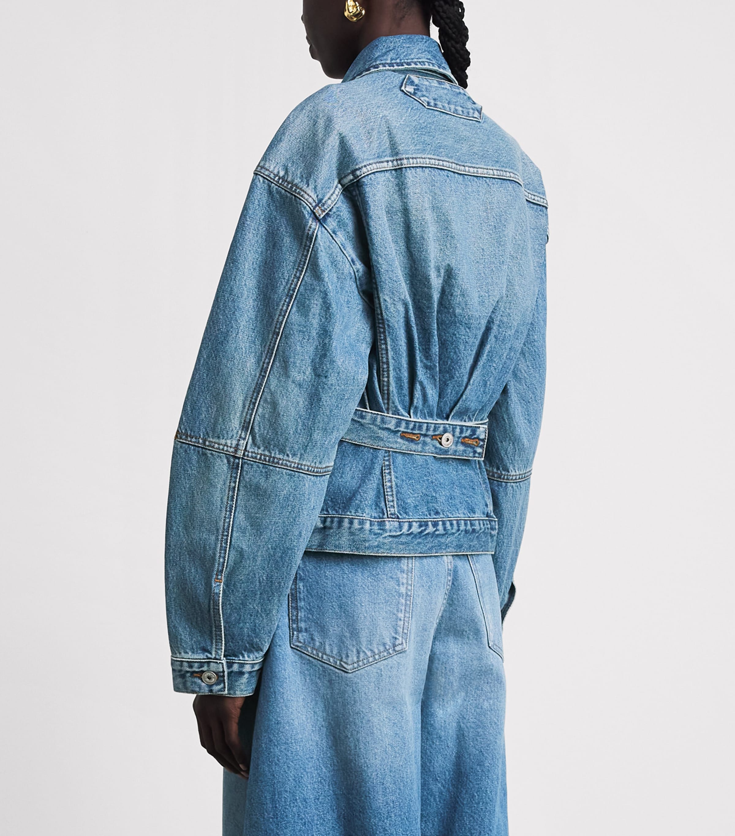 Jacquemus Womens Curved Denim Jacket Blue/tabac Image 5