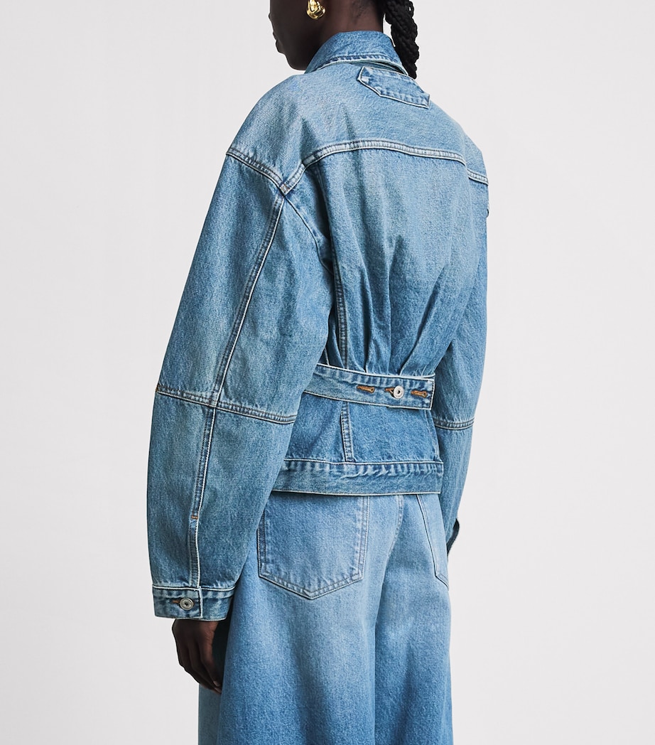 Jacquemus Womens Curved Denim Jacket Blue/tabac Image 5