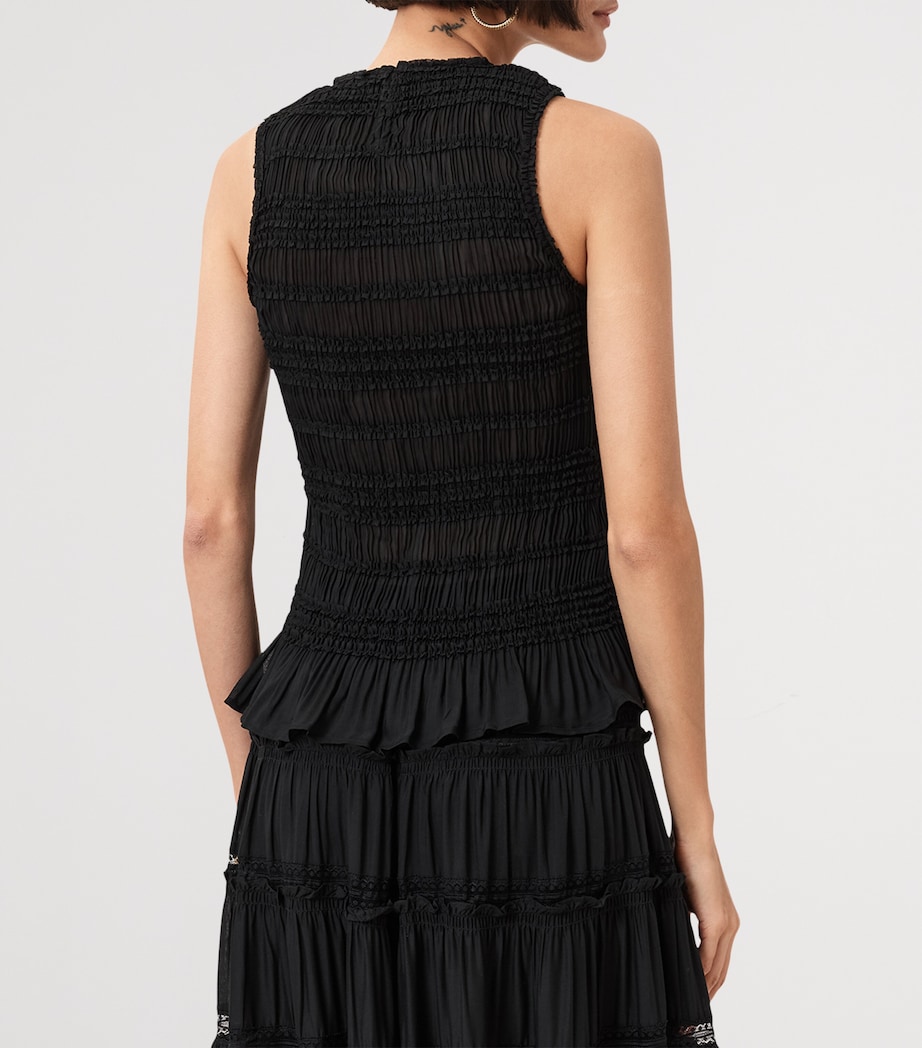 Shirred Marion Sleeveless Top BLACK Image 6