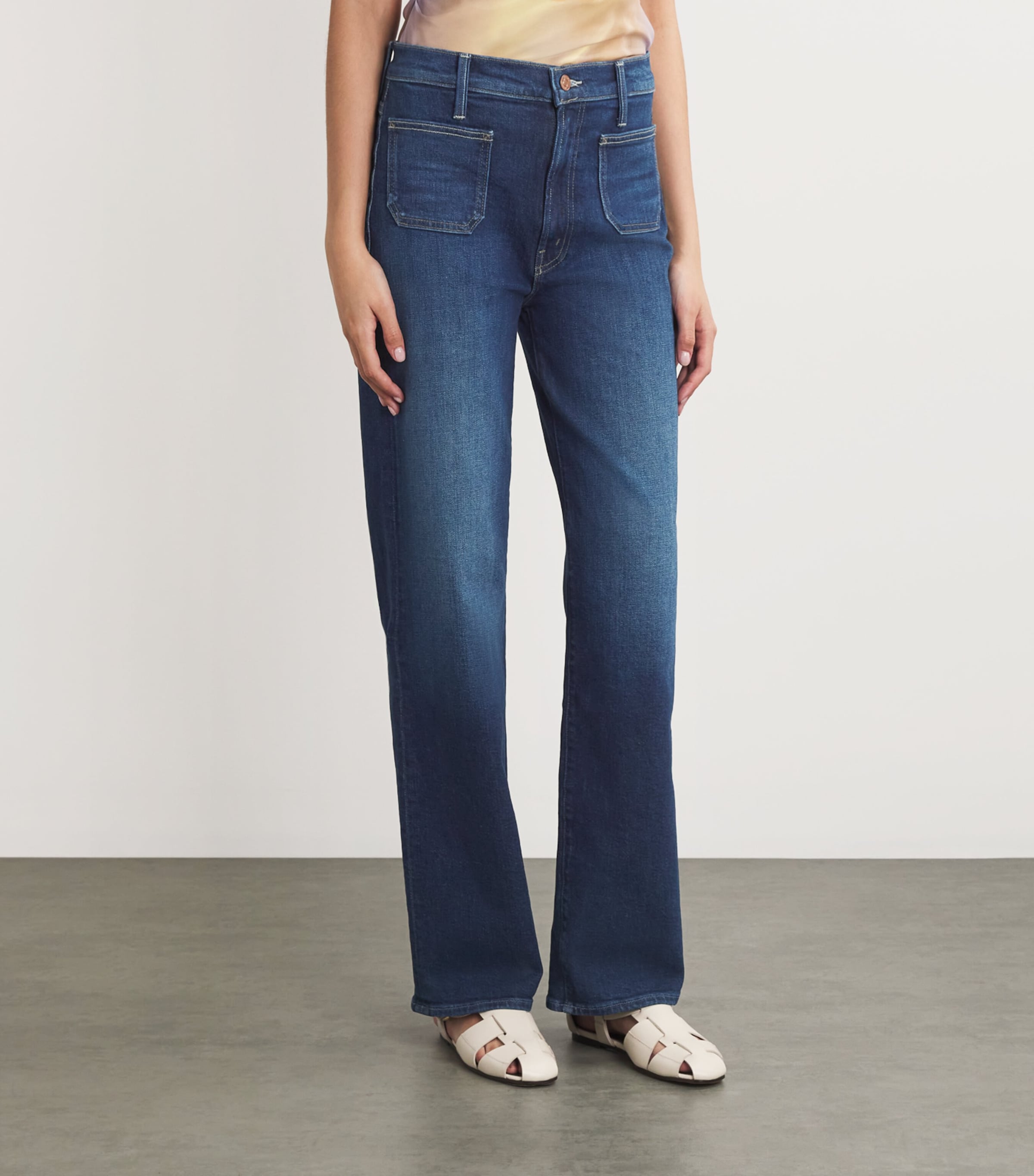 MOTHER Womens Patch Pocket Rambler Zip Straight Jeans These Boots Mde Wlki Image 3