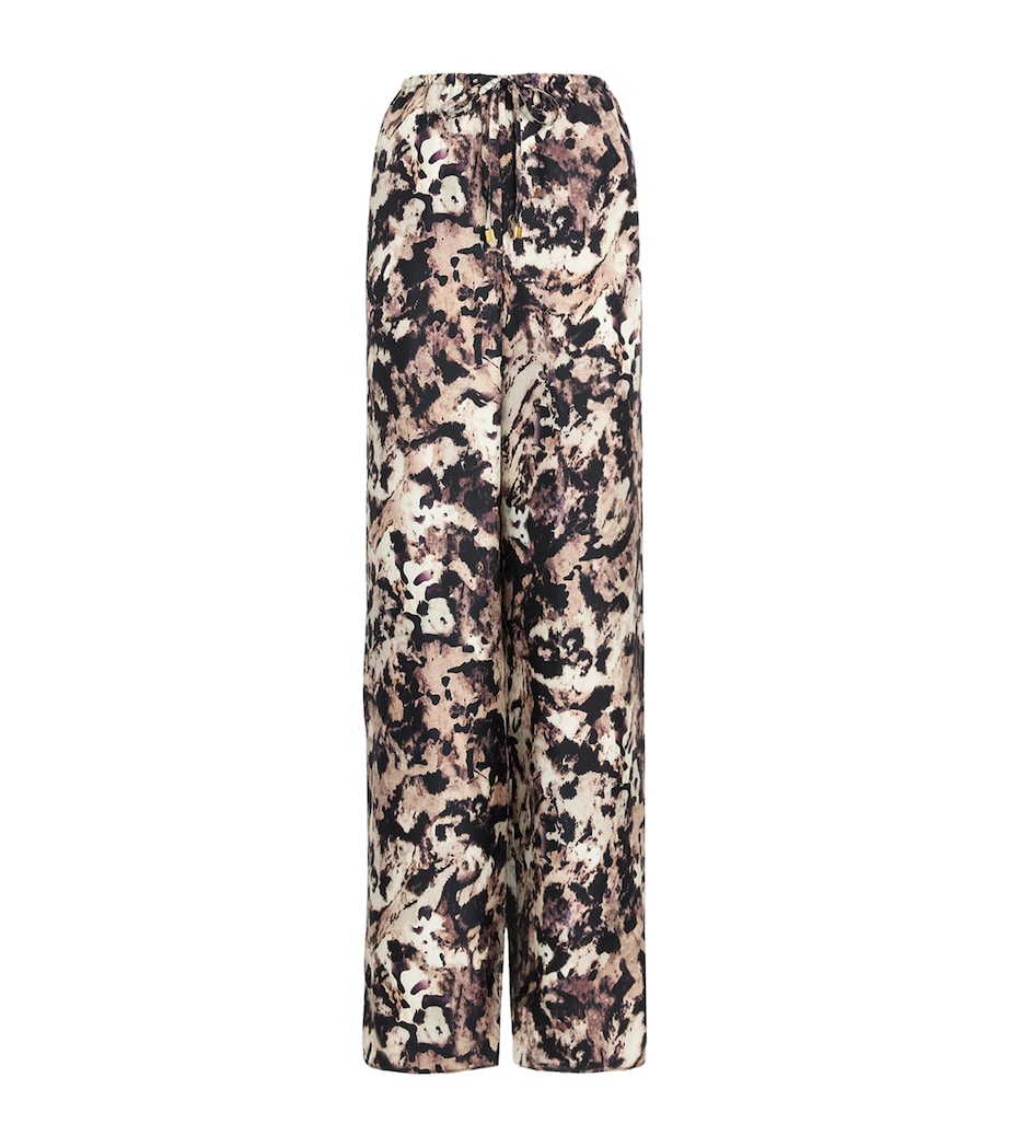 Agnona Womens Silk Printed Wide-Leg Trousers Drk Bgdy Image 1