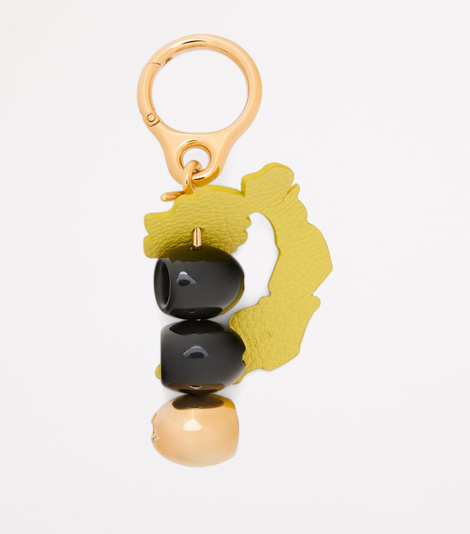 Leather Olive Bag Charm BLACK Image 2