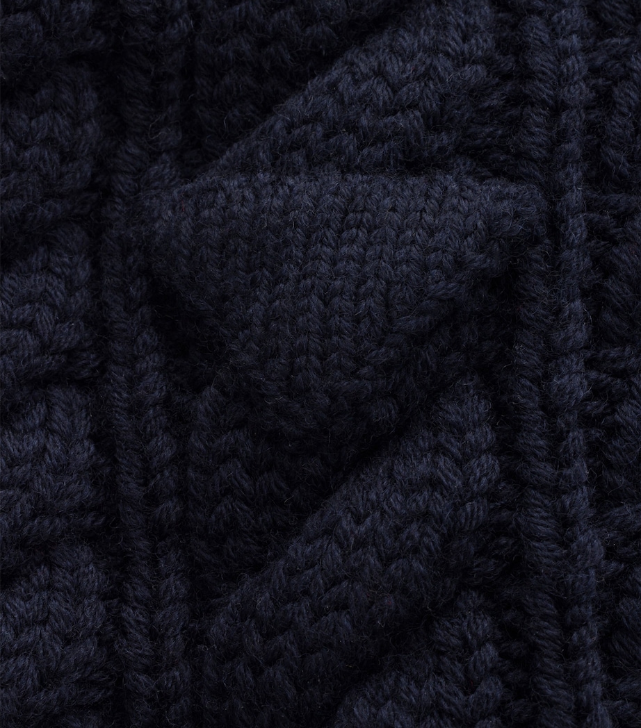 Prada Virgin Wool Cable-Knit Scarf Blue Image 2