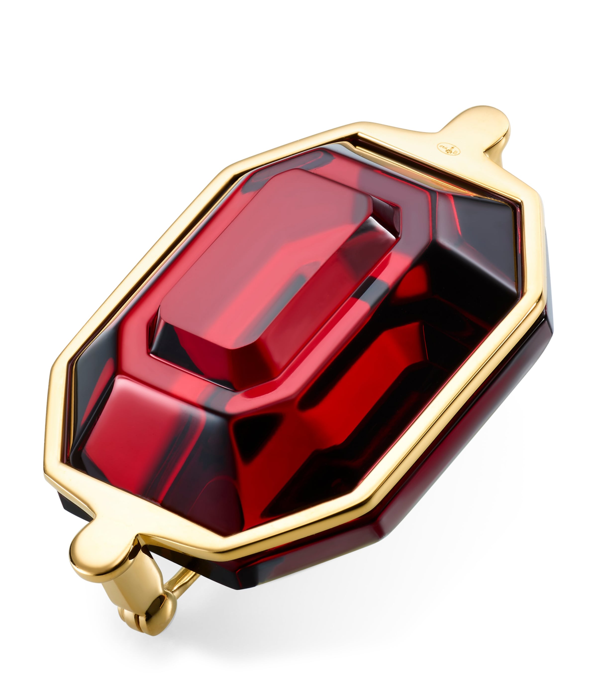 Baccarat Gold Vermeil And Crystal Harcourt Brooch In Red