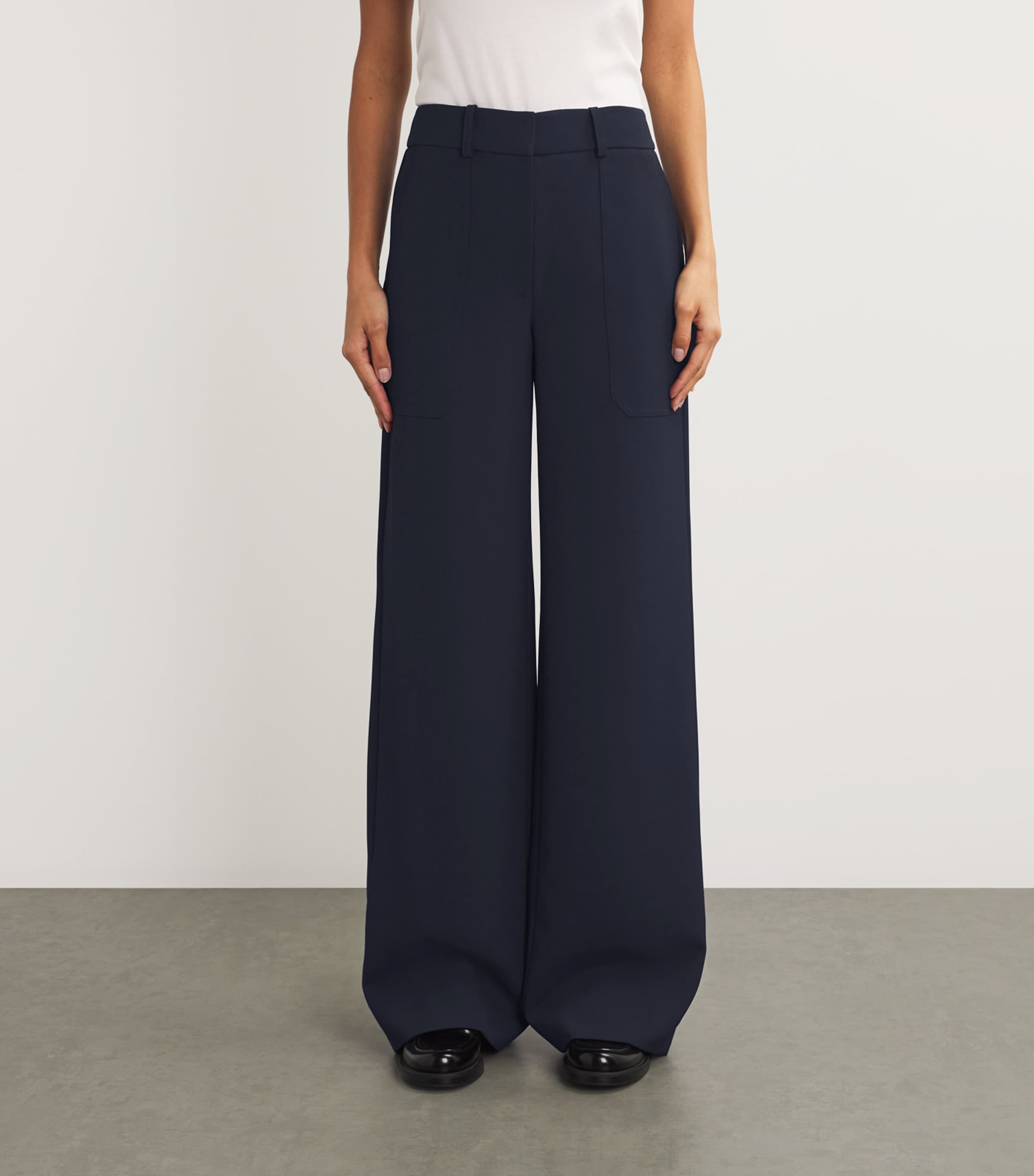 Veronica Beard Womens Cole Wide-Leg Trousers Navy Image 3