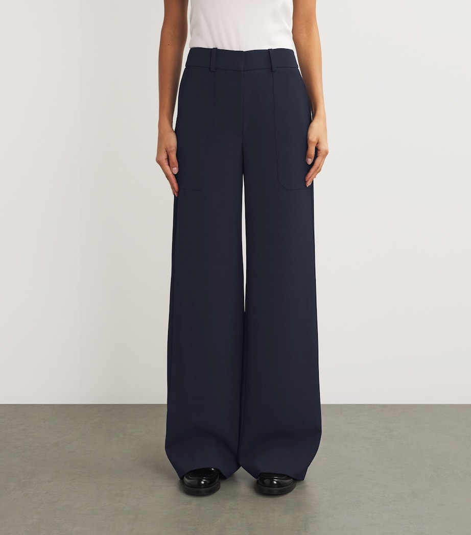 Veronica Beard Womens Cole Wide-Leg Trousers Navy Image 3