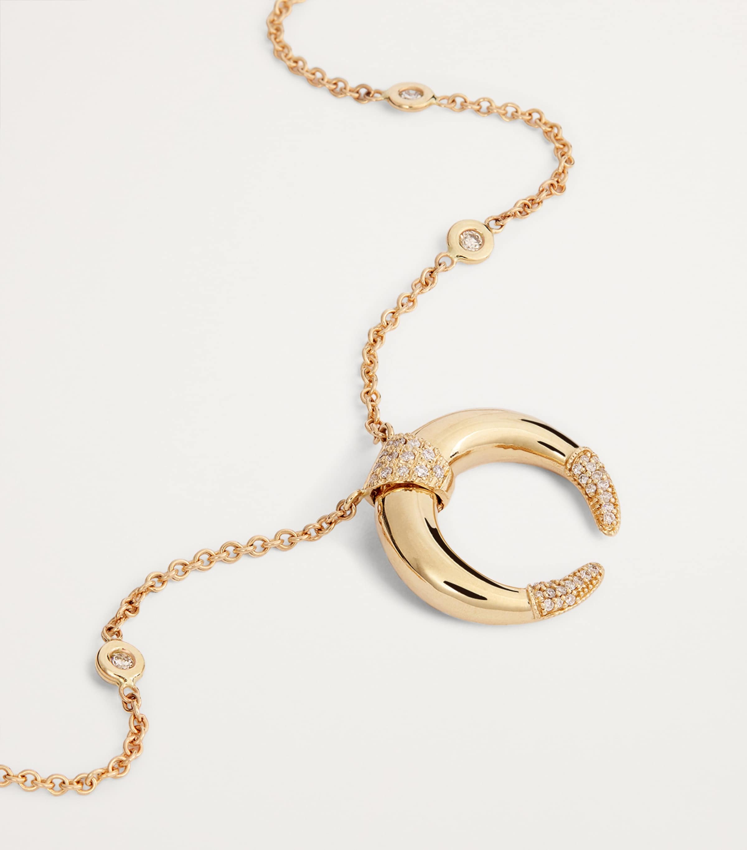 Yellow Gold and Diamond Double Horn Necklace YELLOW GOLD Image 5