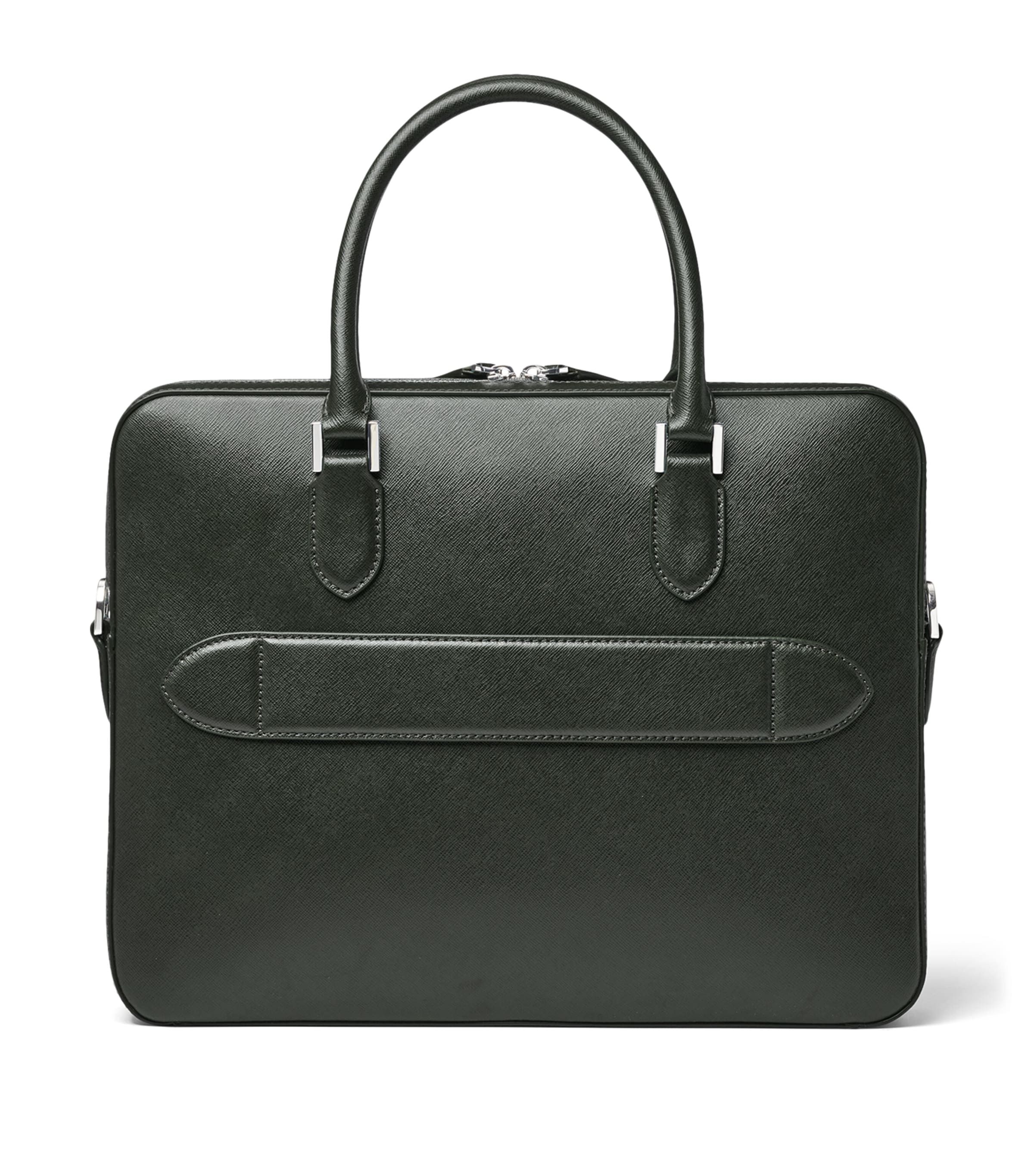Aspinal Of London Leather Mount Street Briefcase Bag Forestgreen Image 3