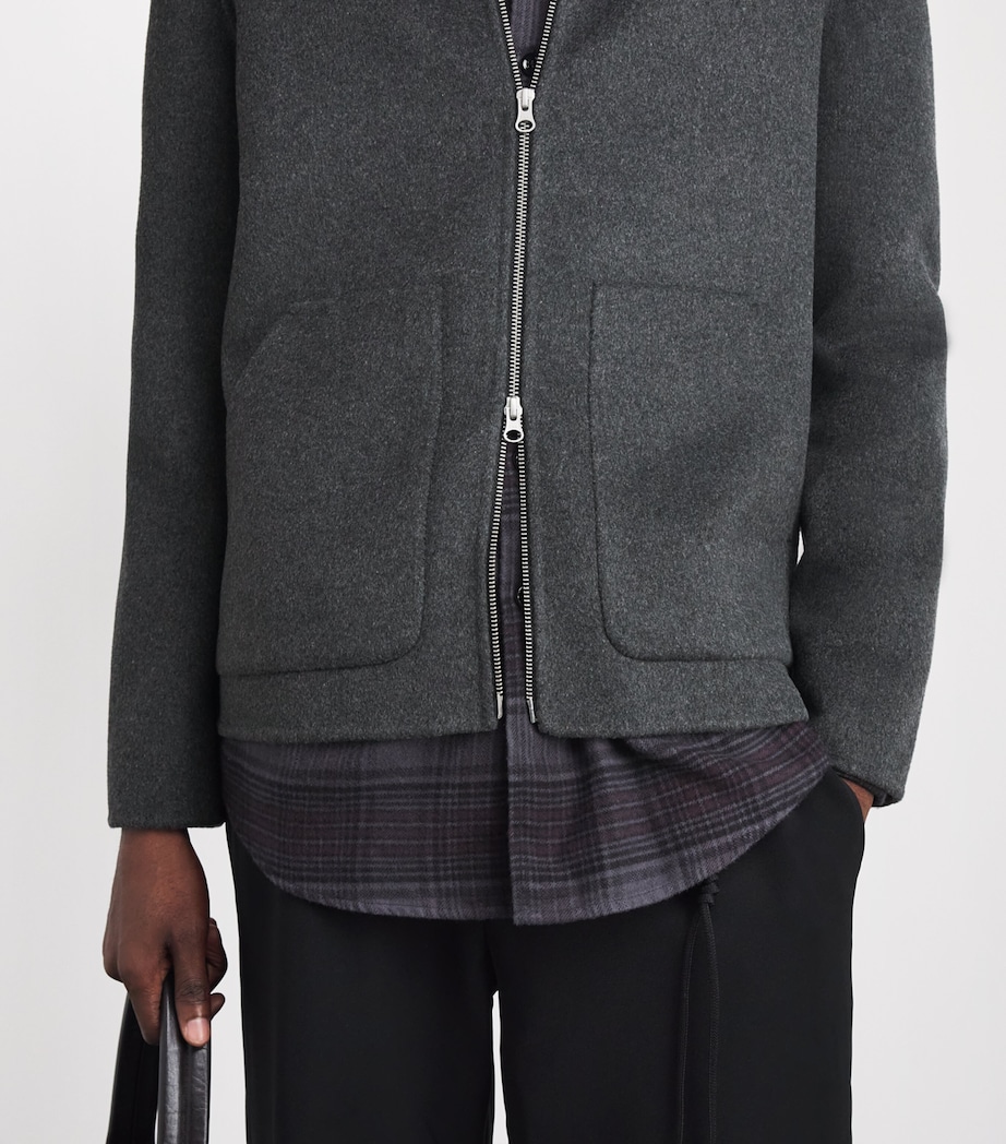 Samsøe Samsøe Mens Recycled Wool-Blend Sapaulo Overshirt Dark Grey Mel. Image 3