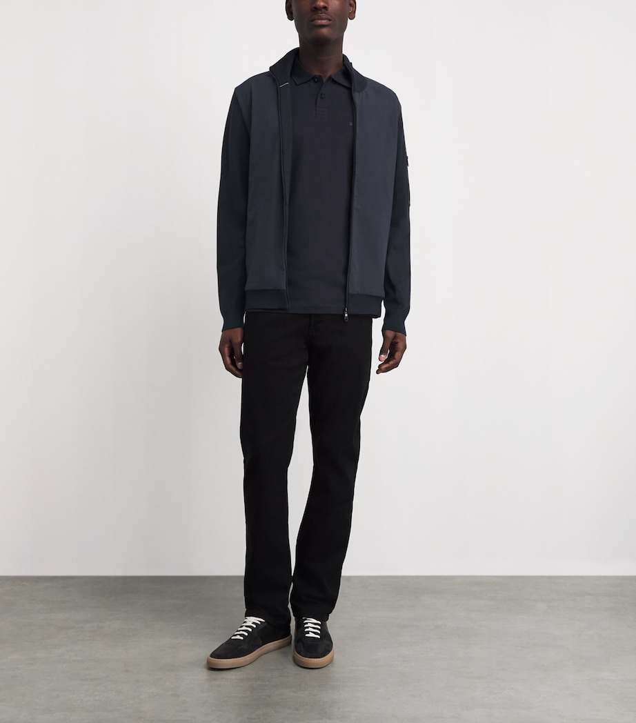 BOSS Mens Knitted-Trim Hybrid Jacket Dark Image 2