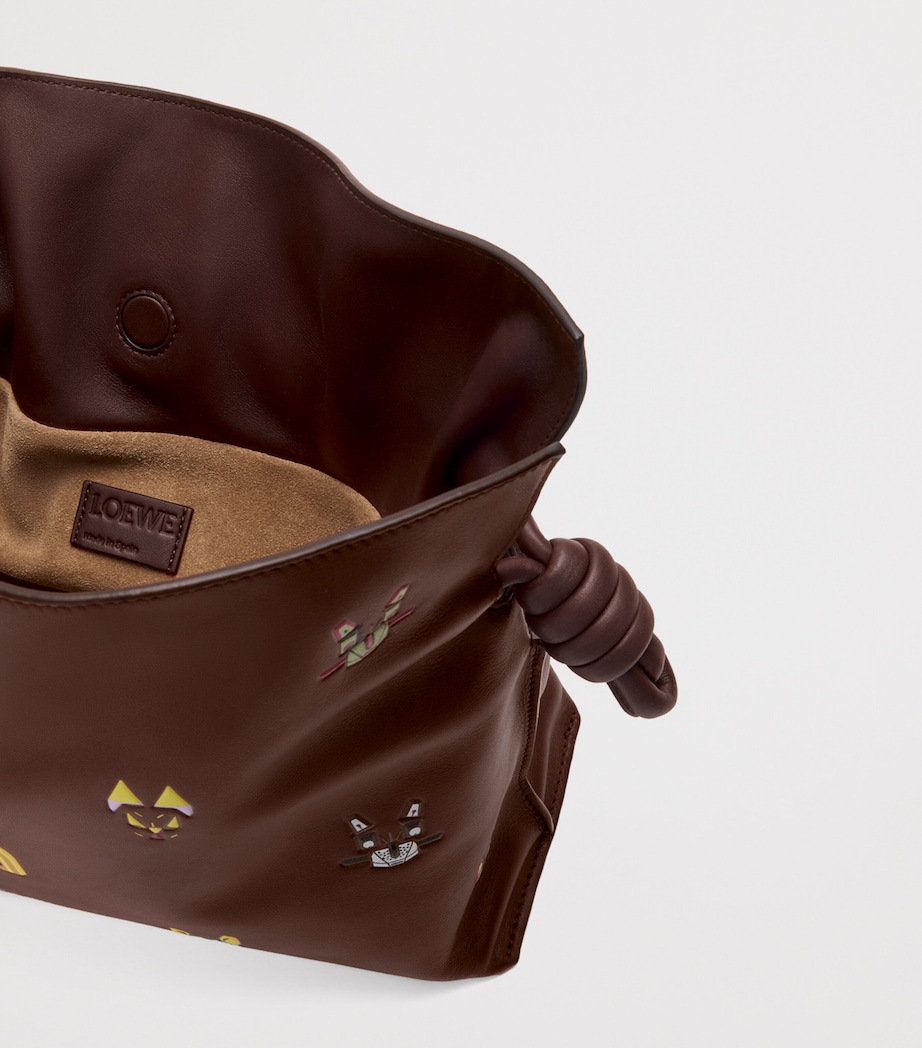 Medium Leather Flamenco Cats Shoulder Bag BROWN Image 6