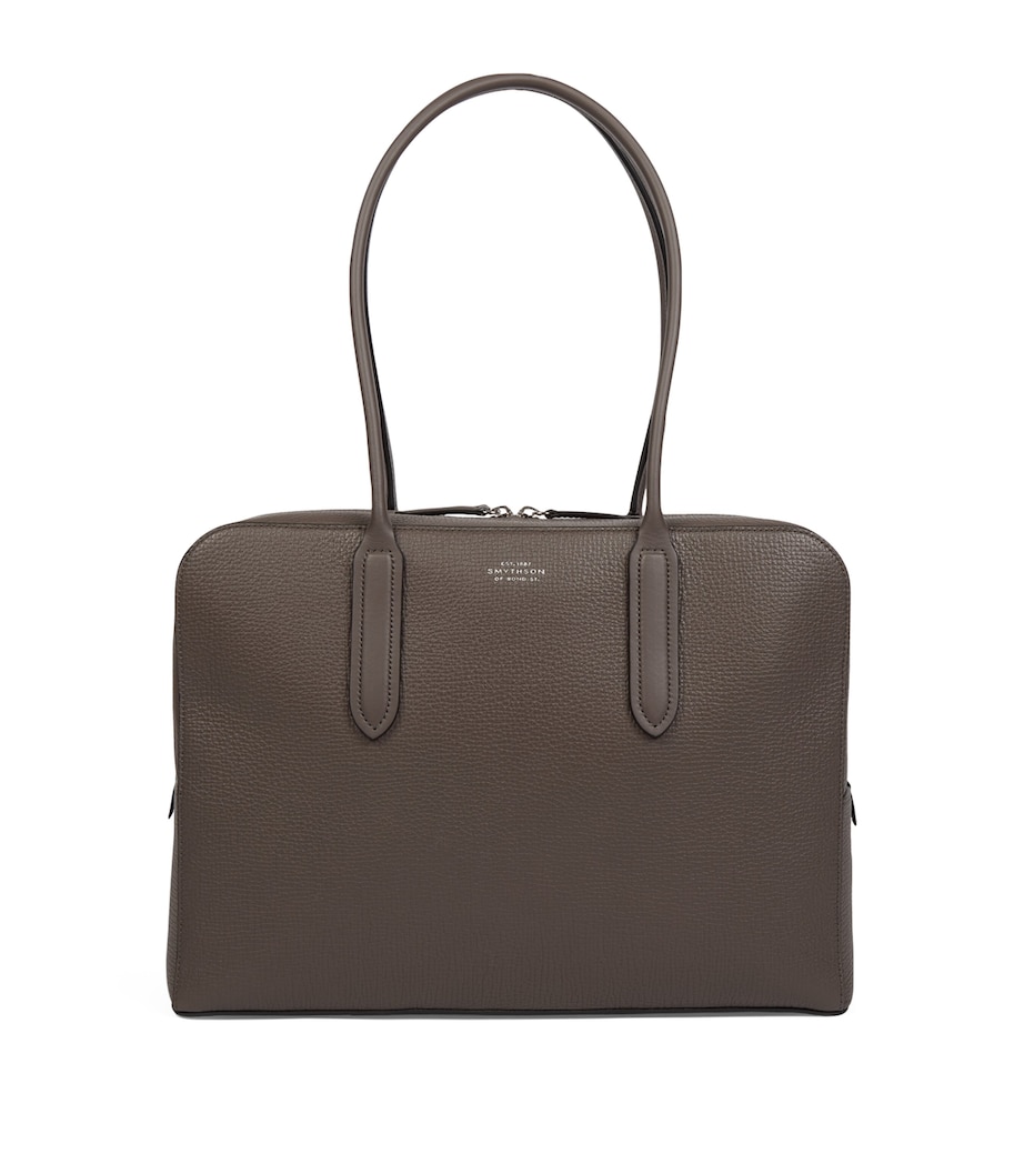 Smythson Grained Lytton Shoulder Bag Dark Taupe Image 1