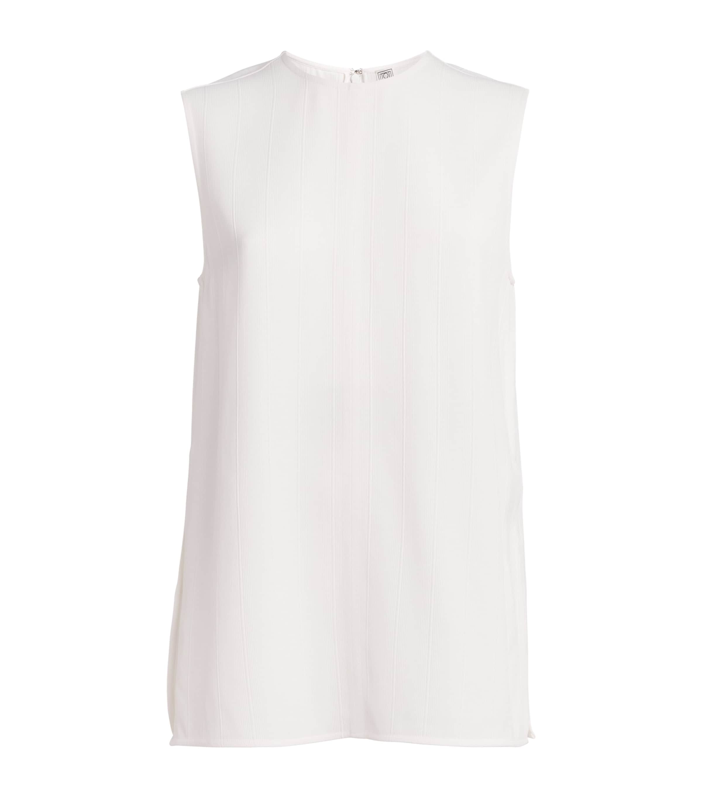 Toteme Womens Woven Stripe Tank Top Meringue Image 1