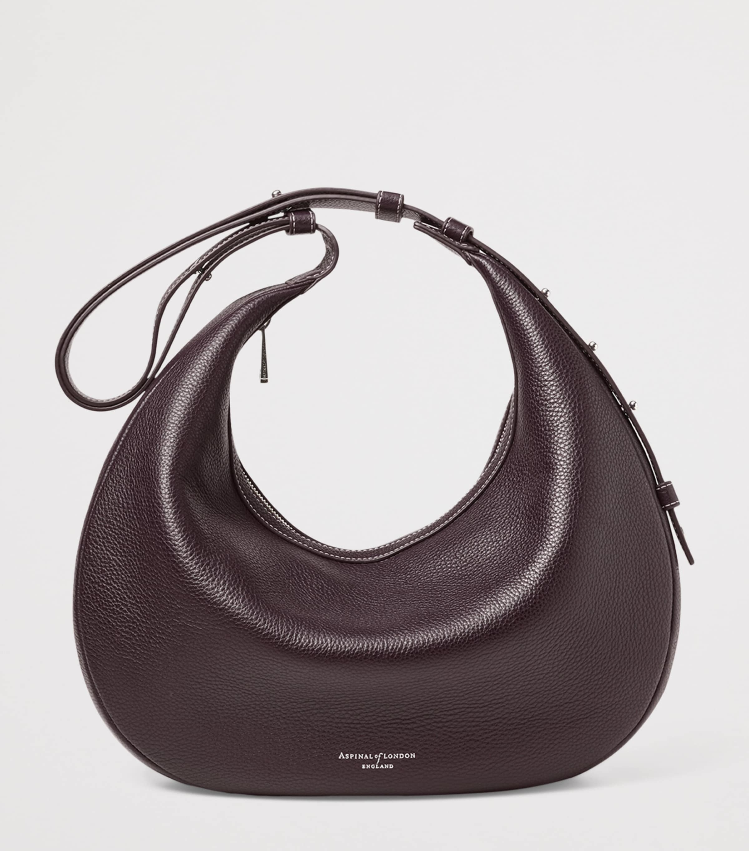 Leather Hudson Crescent Cross-Body Bag WINE Image 2