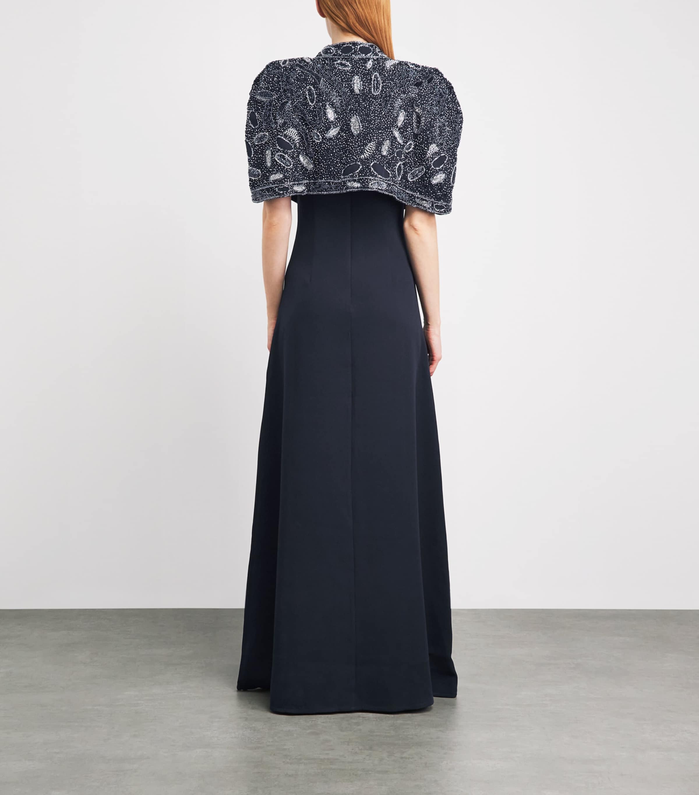 Raishma Womens Embellished Giselle Cape Gown Navy Image 4