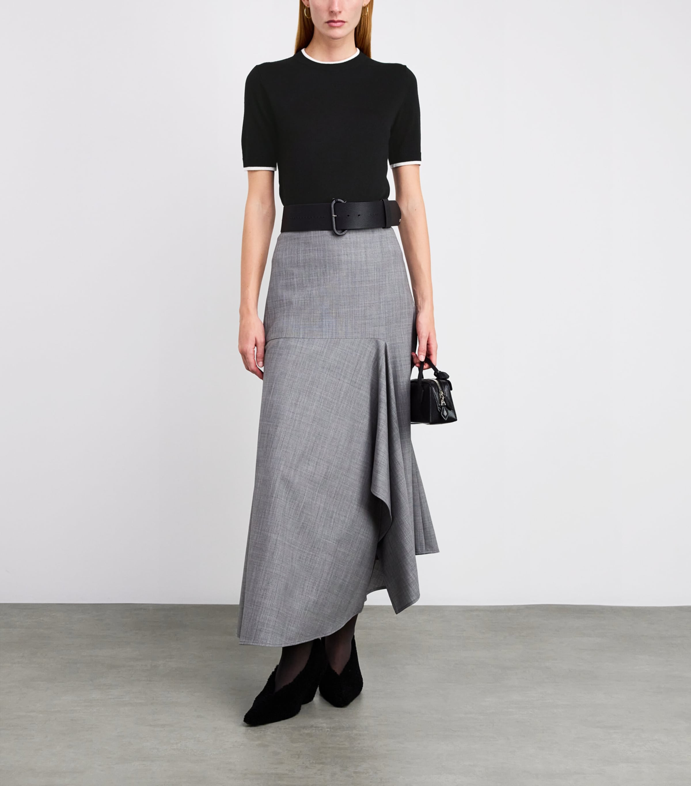 Virgin Wool Contrast-Trim Sweater BLACK Image 2