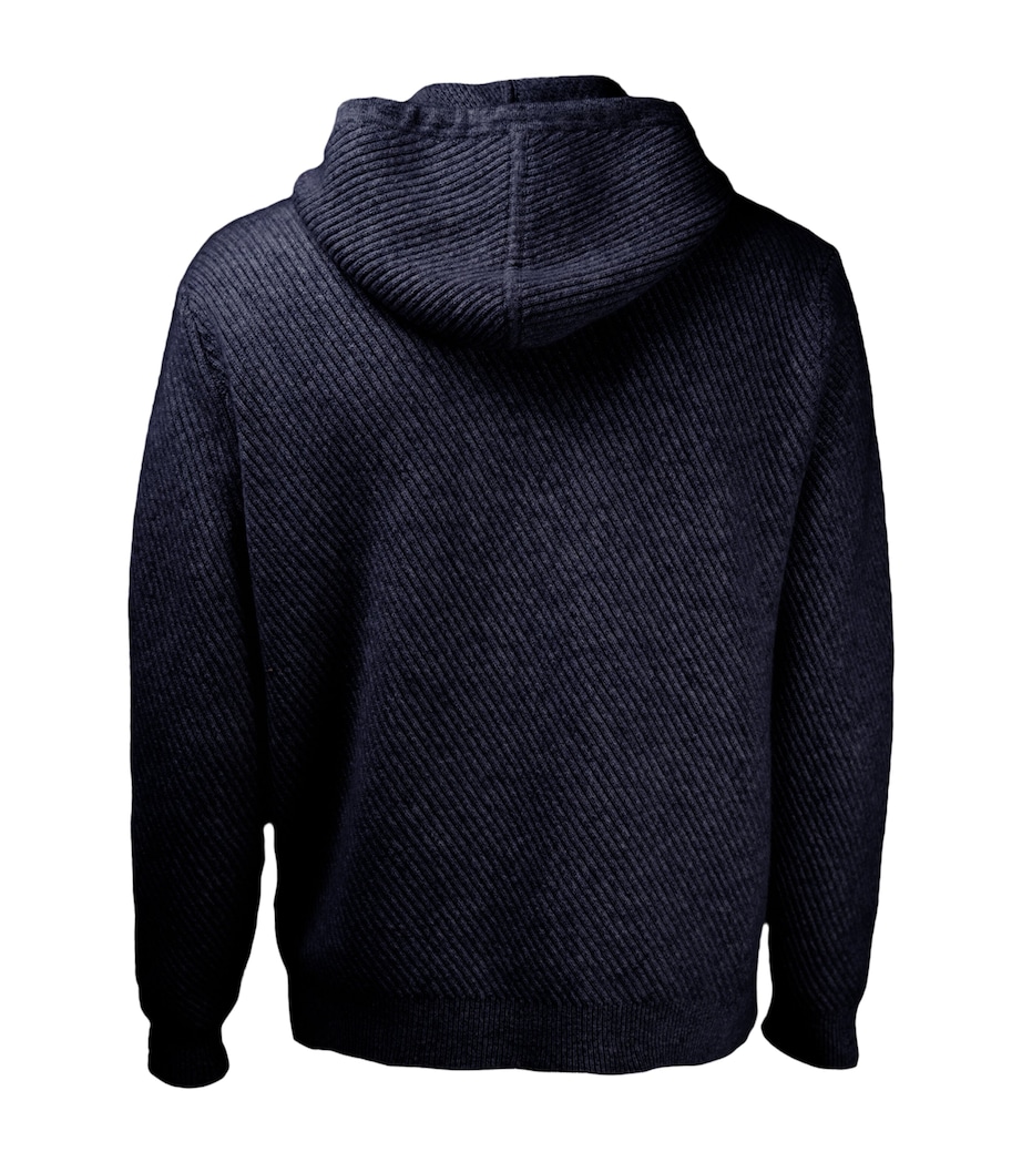 Alan Scott Mens Cashmere Feather-Rib Hoodie Midnight Image 4