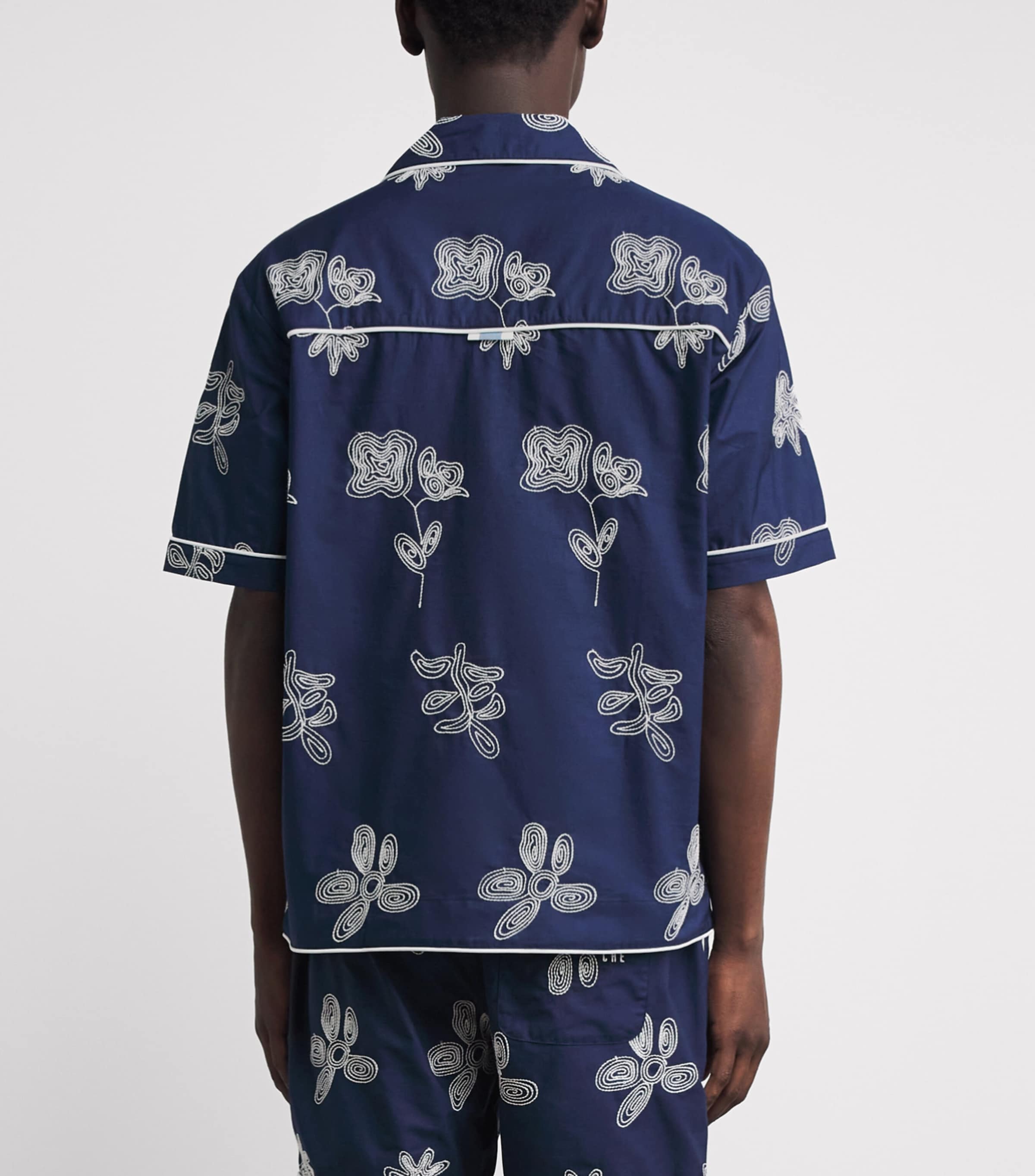 CHÉ Mens Embroidered Flores Shirt Blue Image 5