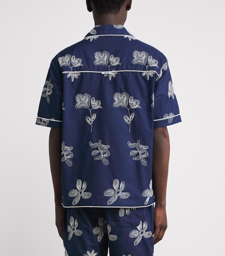 CHÉ Mens Embroidered Flores Shirt Blue Image 5