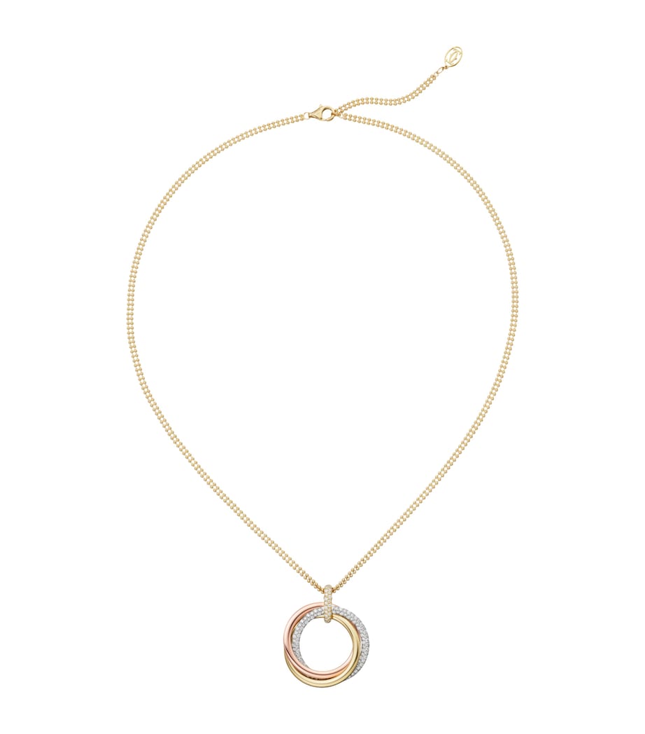 Cartier Large White, Rose, Yellow Gold and Diamond Trinity Necklace Mixed Gold Image 1