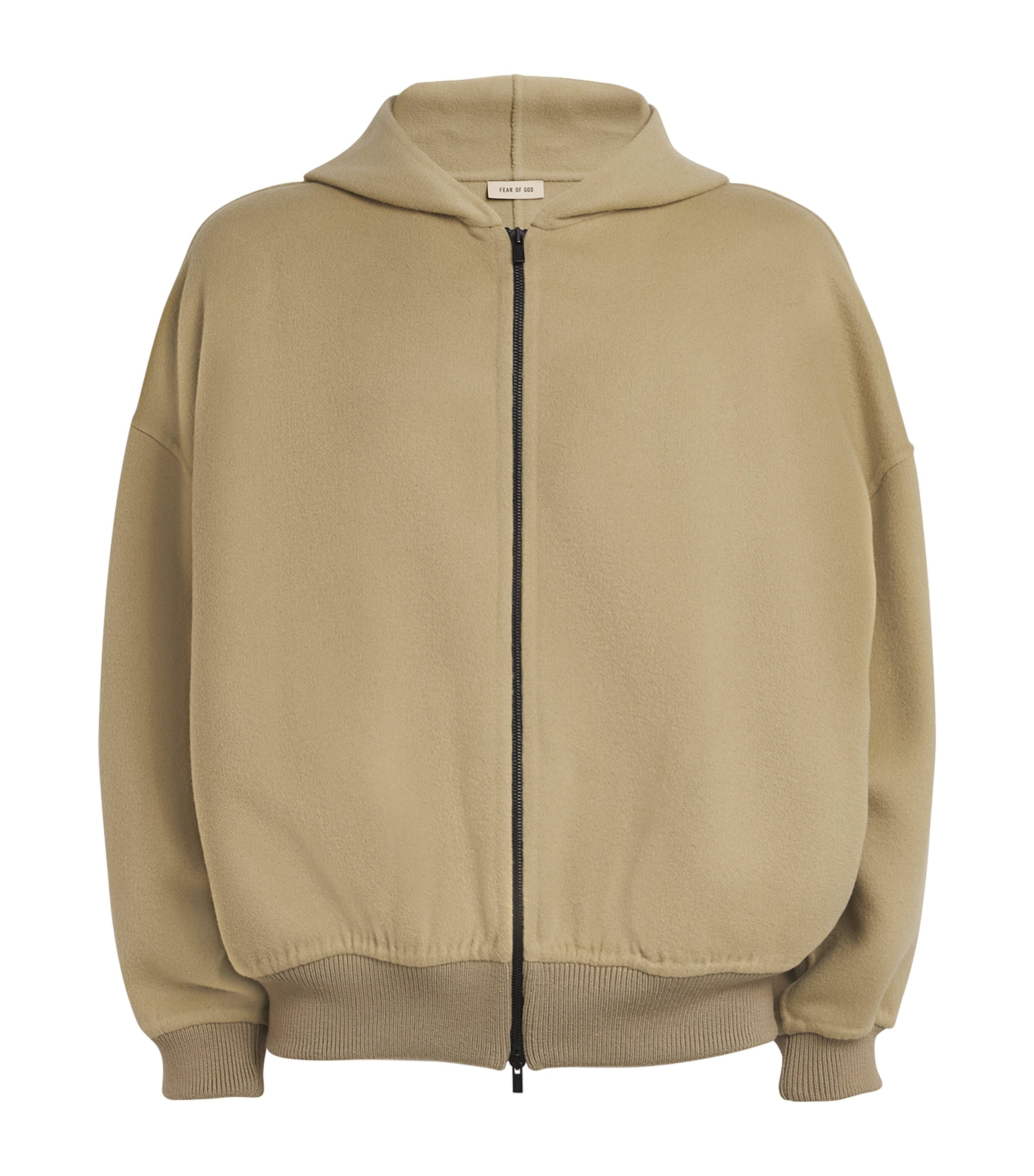 Fear Of God Wool-cashmere Hooded Bomber Jacket In Beige