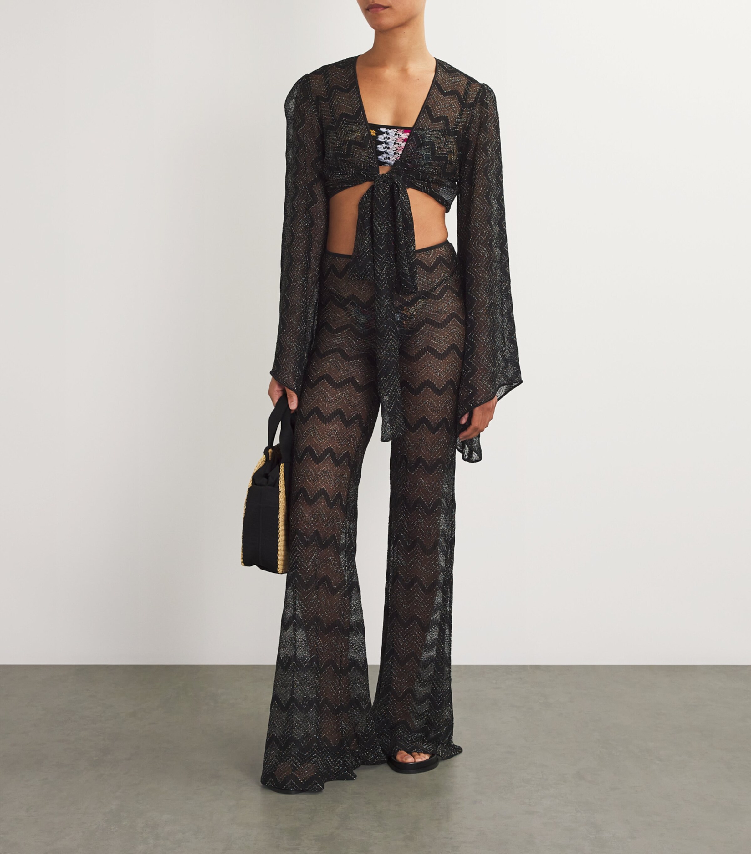 Zigzag Flared Trousers S91N1 BLACK MLTI LME Image 2