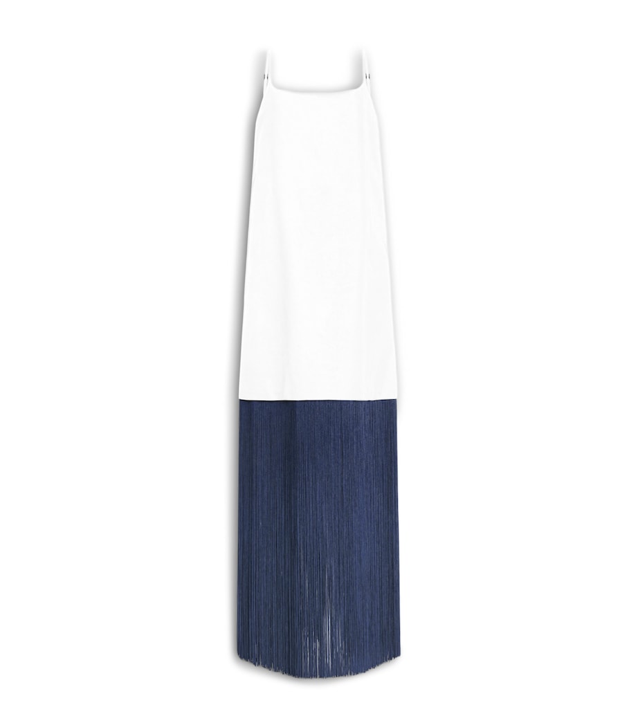 Alaïa Womens Cotton Fringe Slip Dress Blanc Image 1