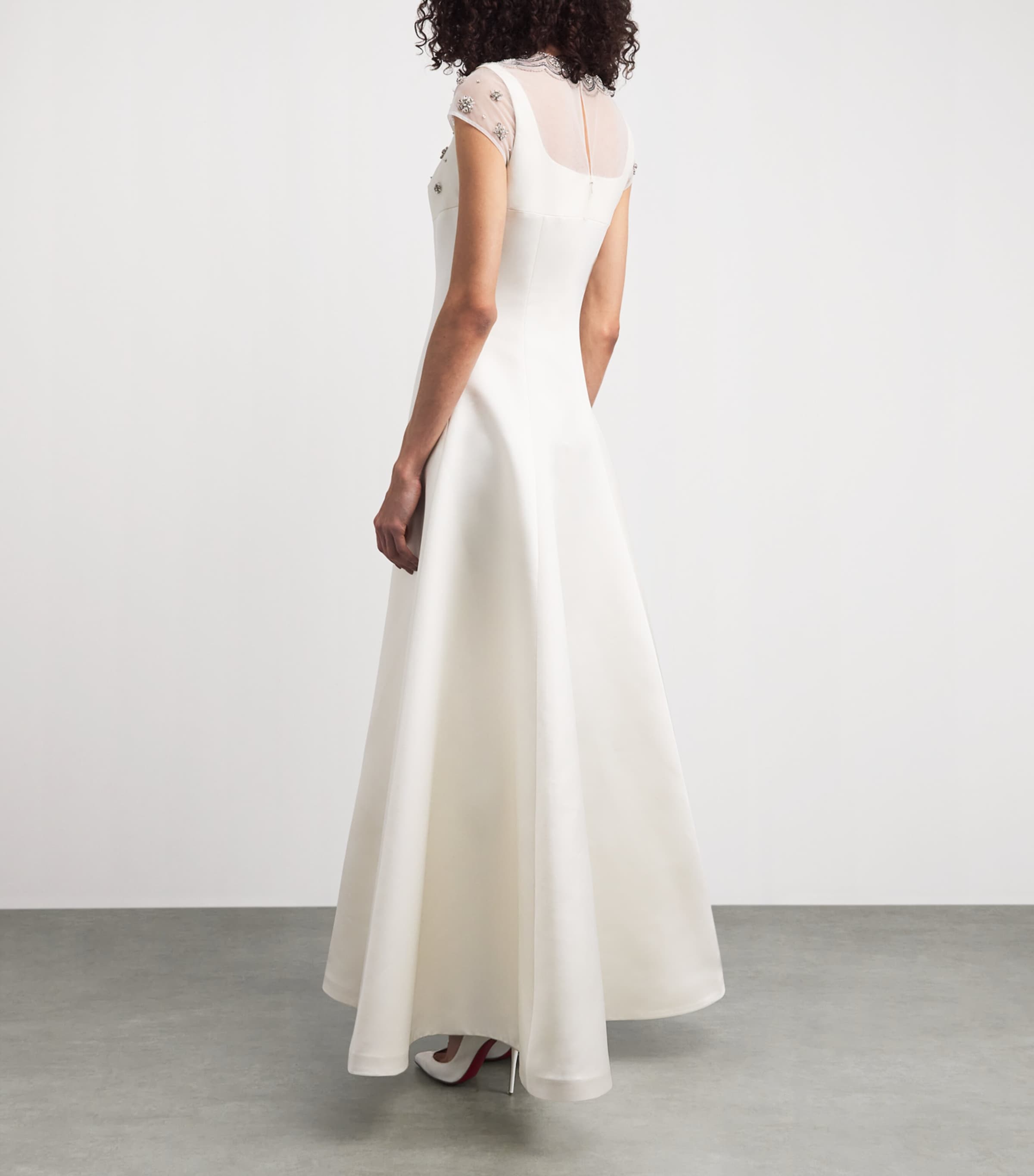 Huishan Zhang Womens Embroidered Margo Gown Ivory Image 4