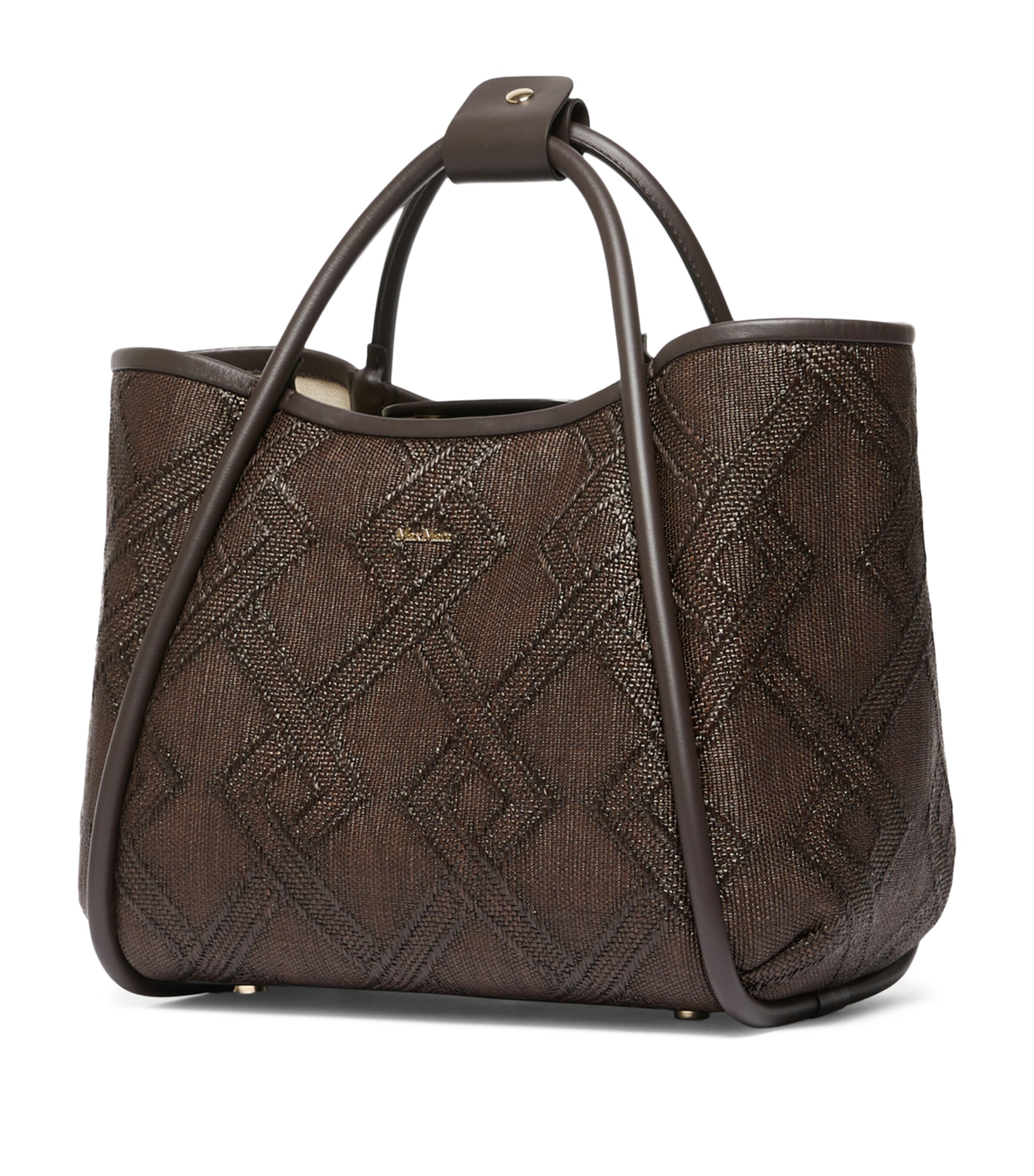 Max Mara Small Leather Marine Top-Handle Bag Dark Brown Image 6