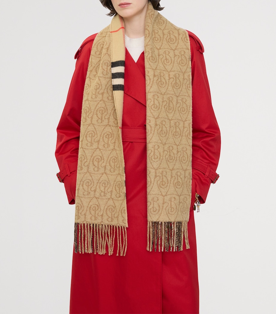 Cashmere Reversible B Shield Scarf SAND Image 5