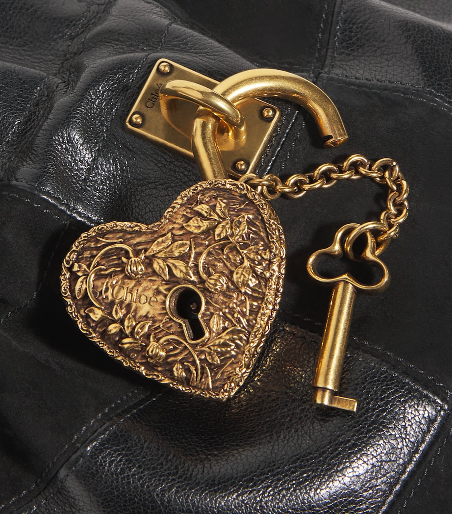 Patchwork-Leather Charms Cross-Body Bag BLACK Image 4