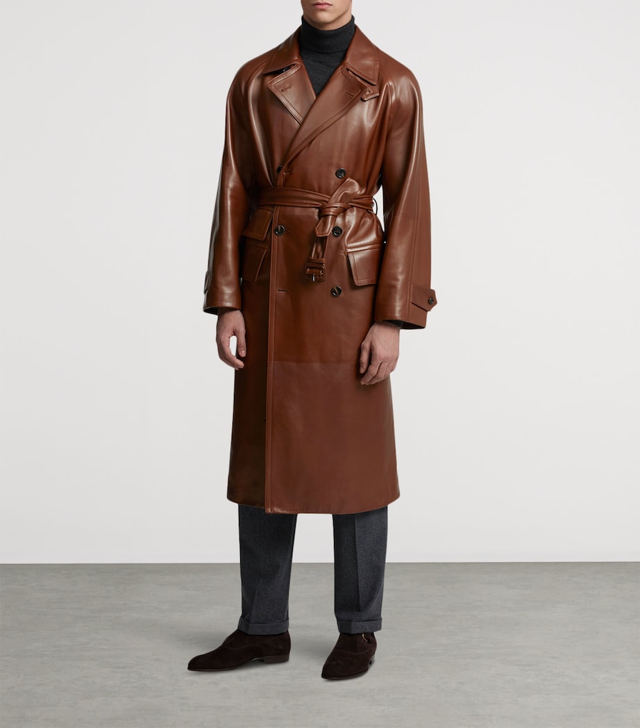 Archive Leather Trench Coat 209DARK BROWN Image 2