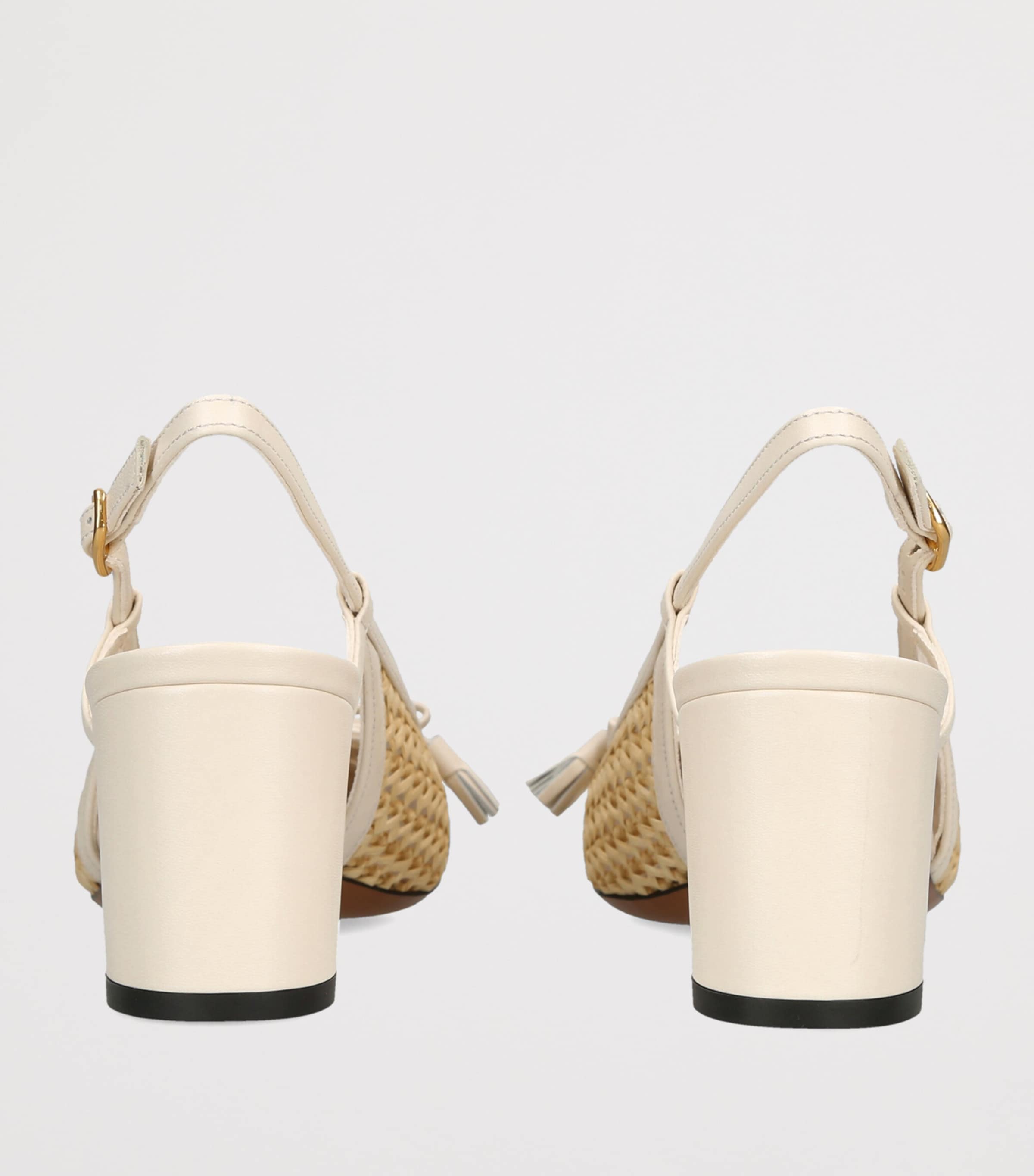 Valentino Garavani Raffia Valet du Roi Slingback Pumps 60 Cream Comb Image 2