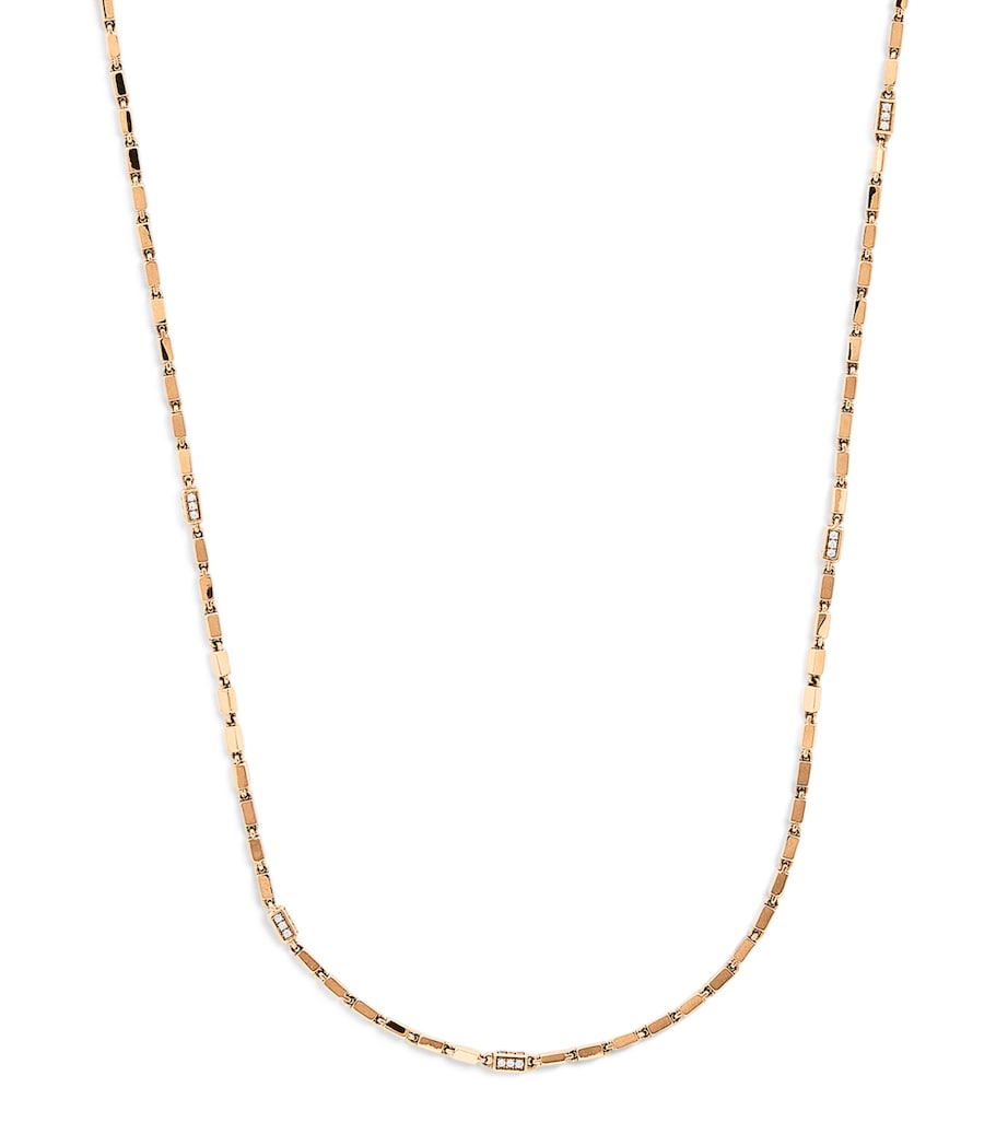 Suzanne Kalan Rose Gold and Diamond Thin Block Chain Necklace Rg/wd Image 1