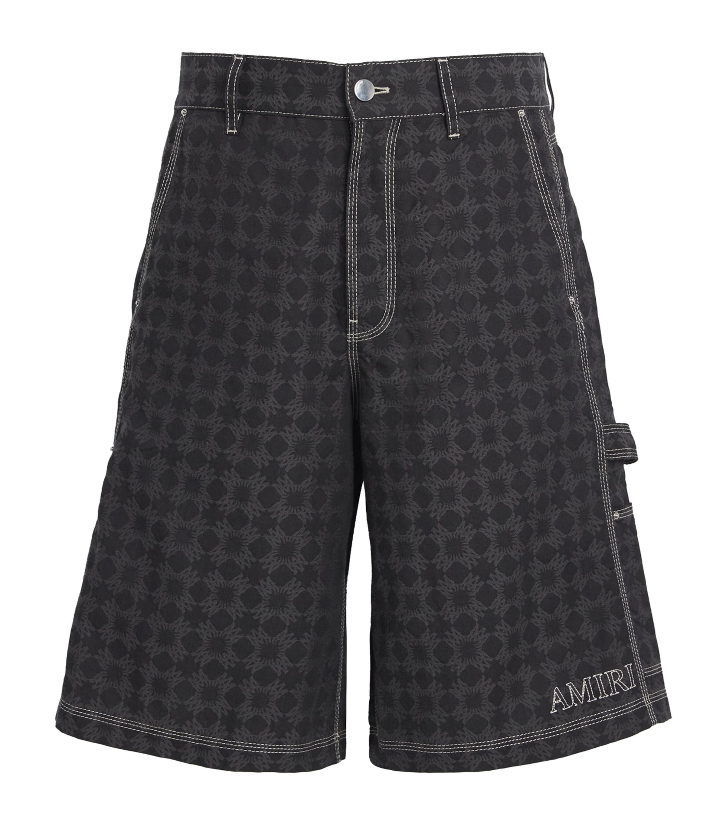 AMIRI Mens Cotton-Linen MA Quad Shorts Black Image 1
