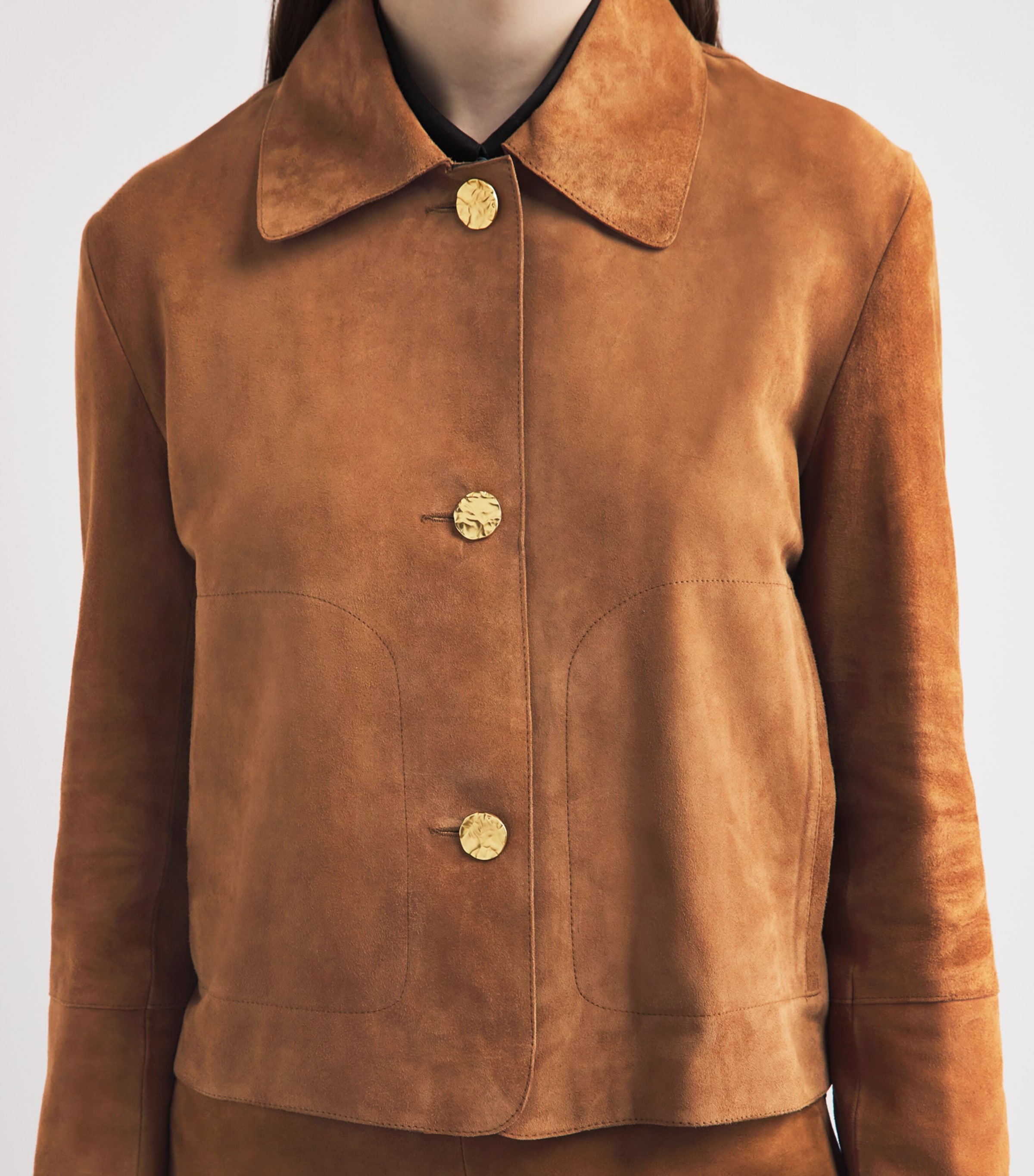 Arma Womens Lamb Suede Maeve Jacket Whiskey Image 3