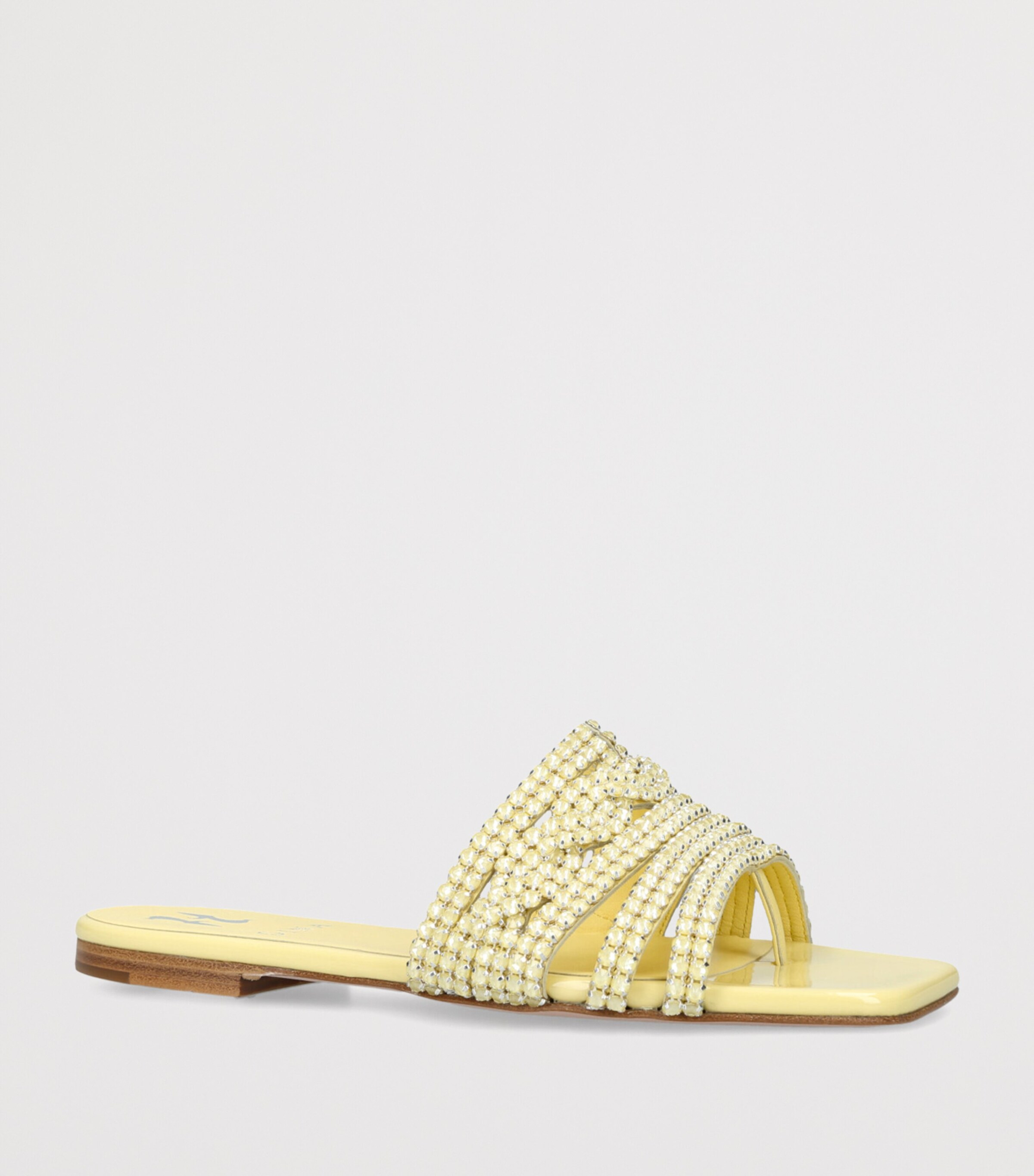 Gina Leather Embellished Orianne Sandals Yellow Image 3