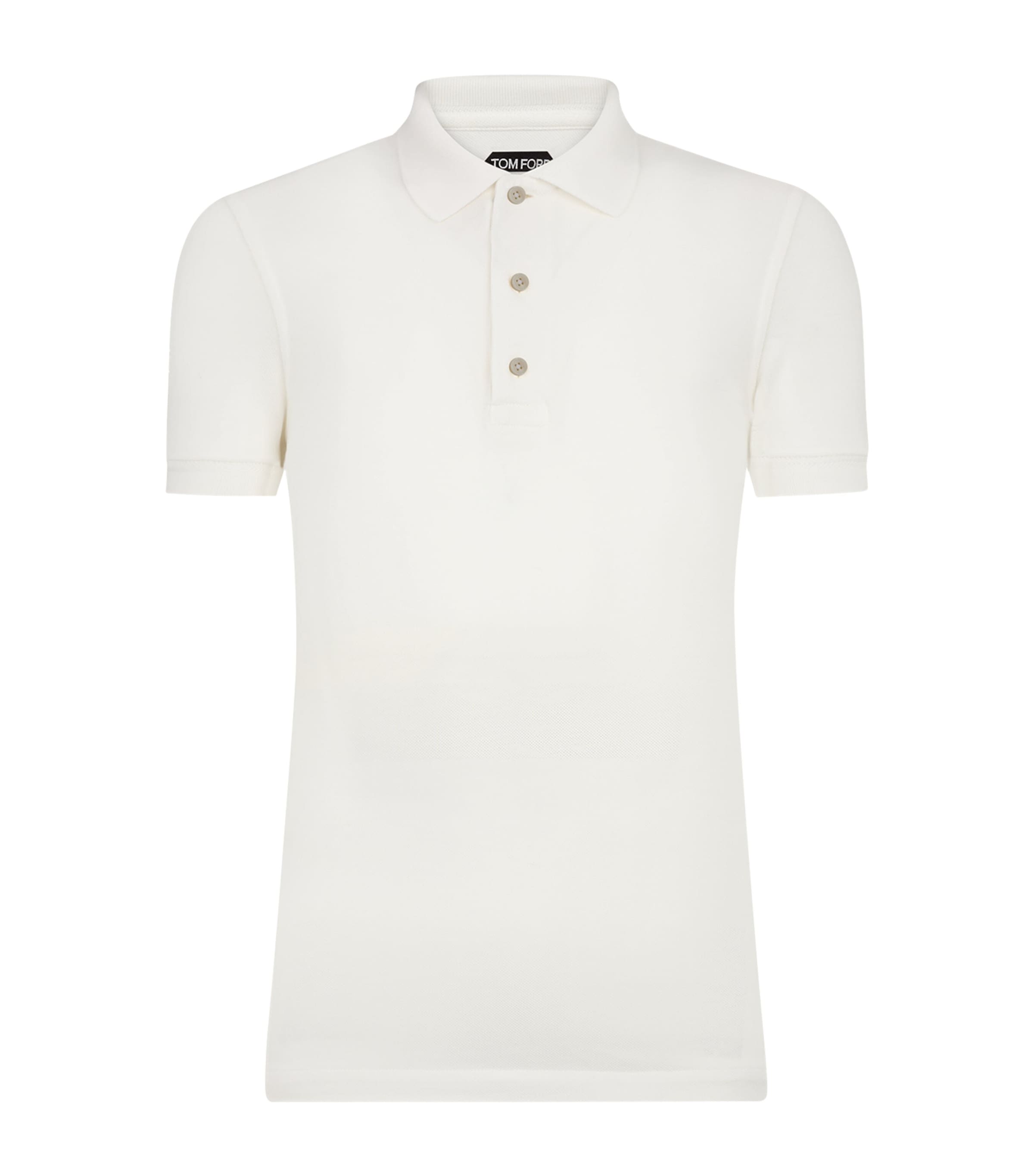 Tom Ford White Polo Shirt With Classic Collar In Cotton Blend Man In White