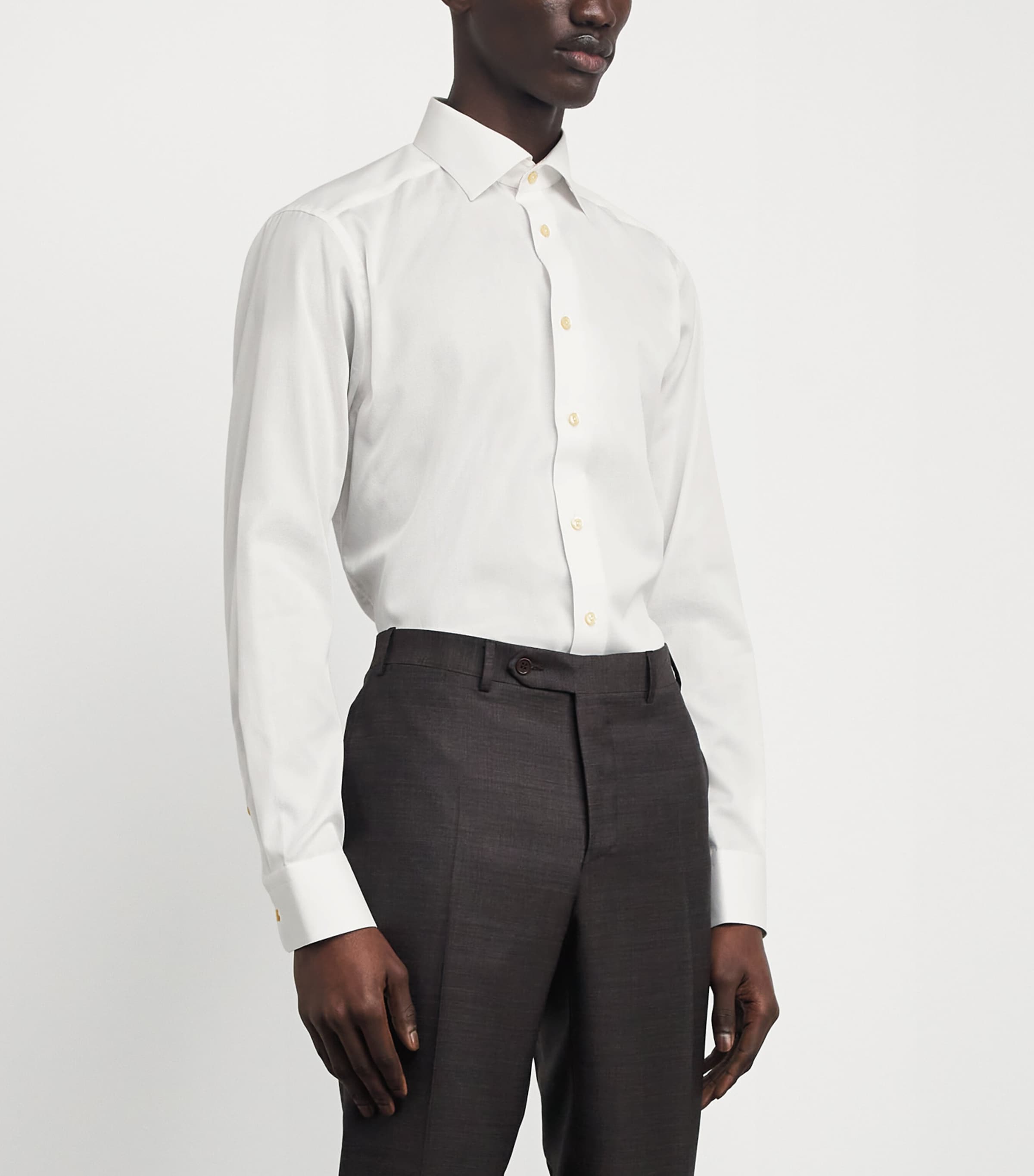 Cotton Semi Solid Slim-Fit Shirt WHITE SEMI Image 3