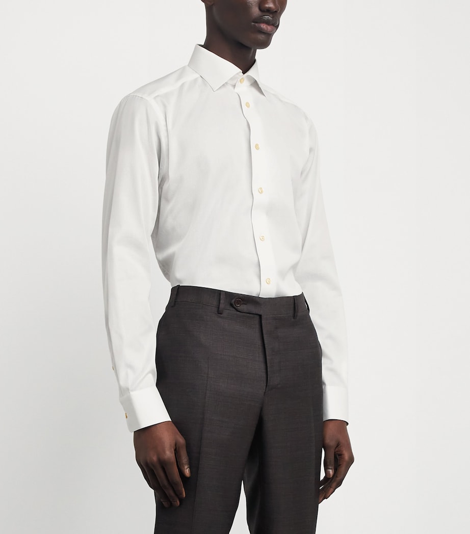 Cotton Semi Solid Slim-Fit Shirt WHITE SEMI Image 3