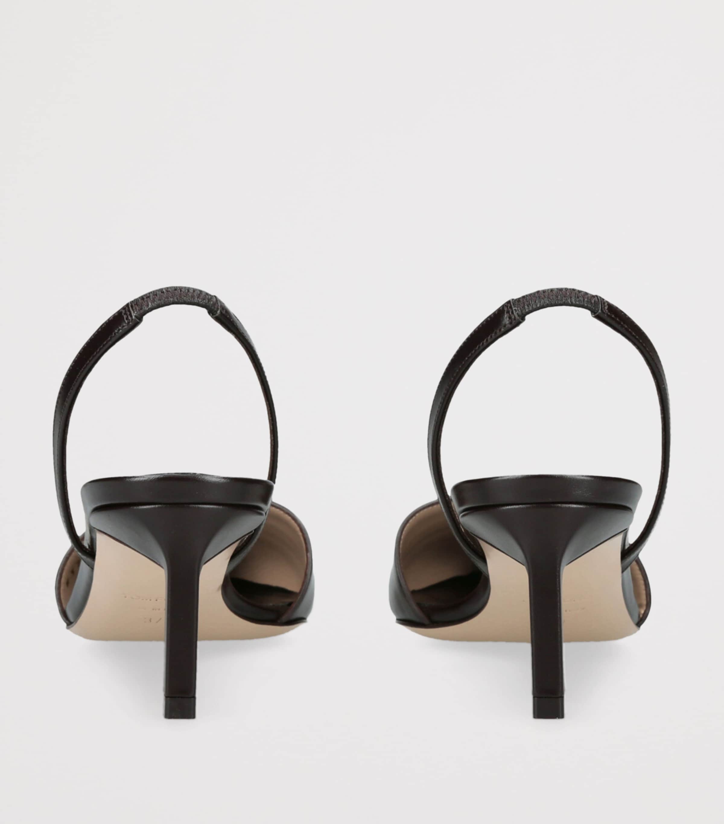 Leather Eva Slingback Pumps 55 DARK BROWN Image 2