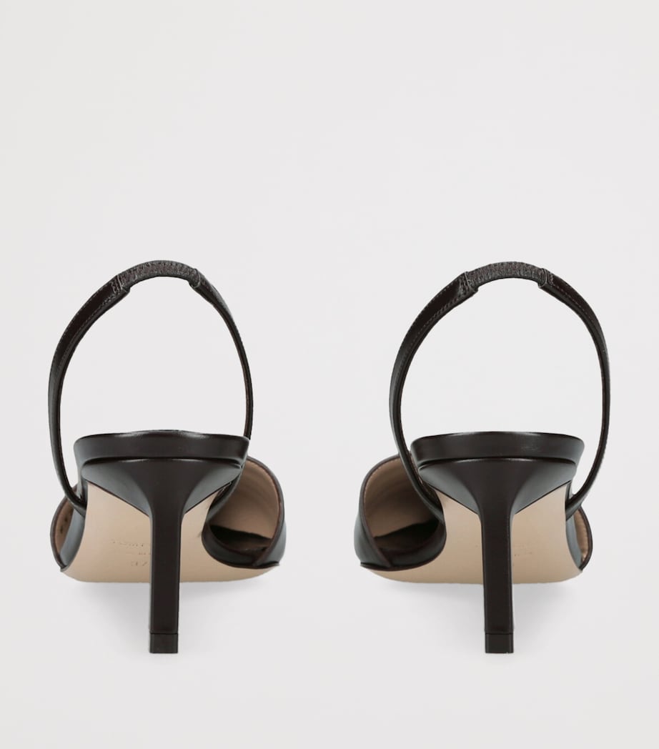 Leather Eva Slingback Pumps 55 DARK BROWN Image 2