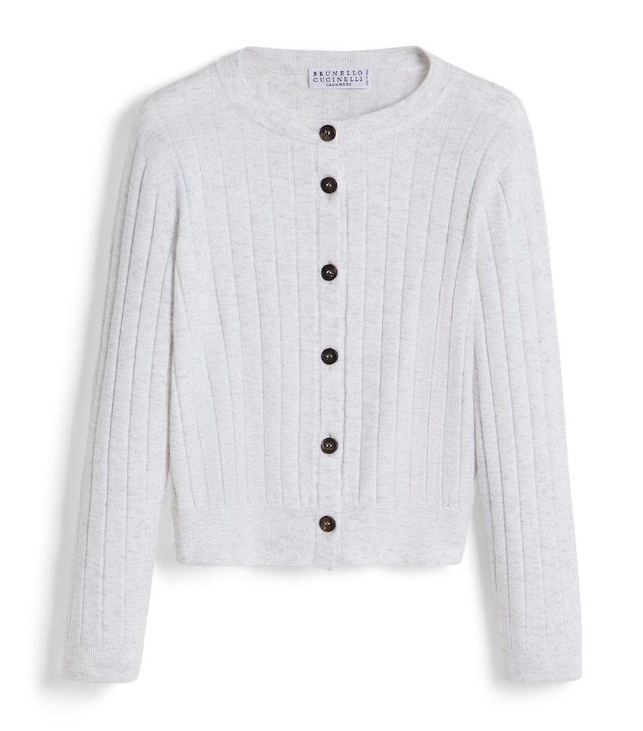 Brunello Cucinelli Kids Cashmere-Blend Ribbed Cardigan (4-6 Years) Image 1
