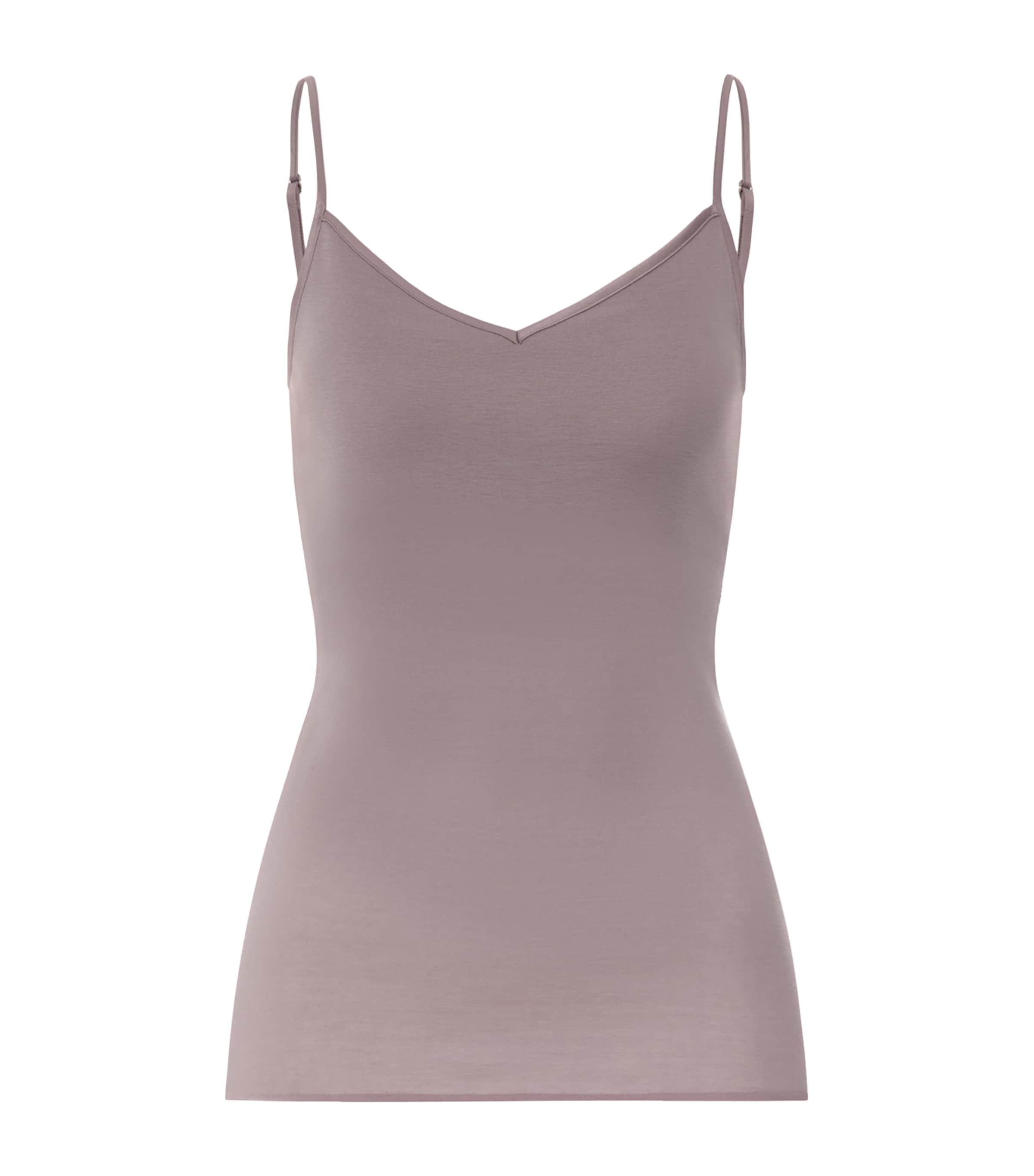 Hanro Womens Cotton Seamless Padded Tank Top Stormy Rose Image 1