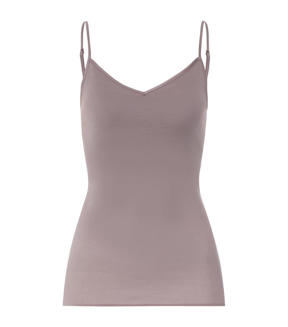 Hanro Womens Cotton Seamless Padded Tank Top Stormy Rose Image 1