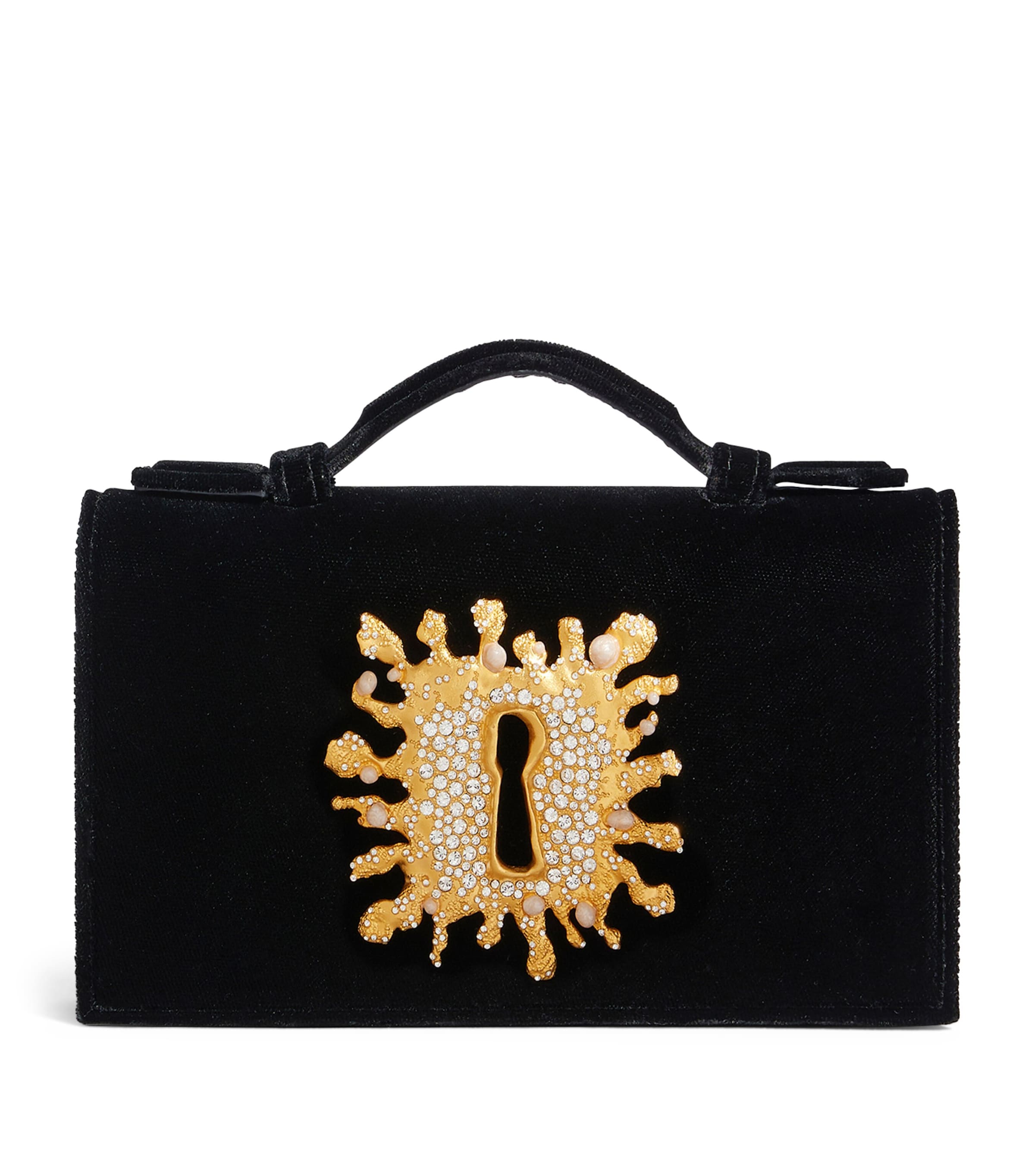 Schiaparelli Velvet Bijoux Clutch Bag Black Image 1