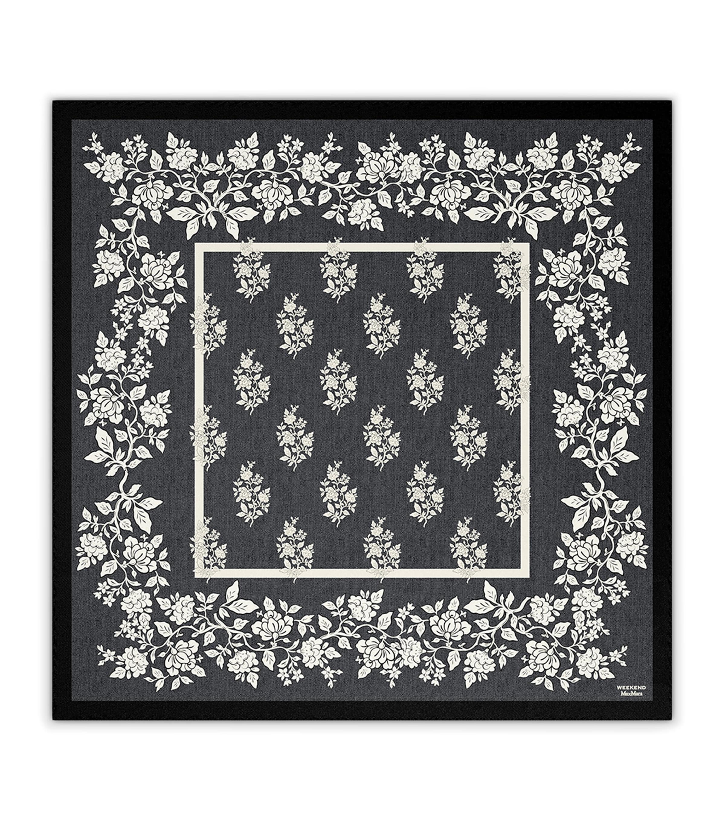 Weekend Max Mara Silk Floral Print Scarf Midnightblue Image 1