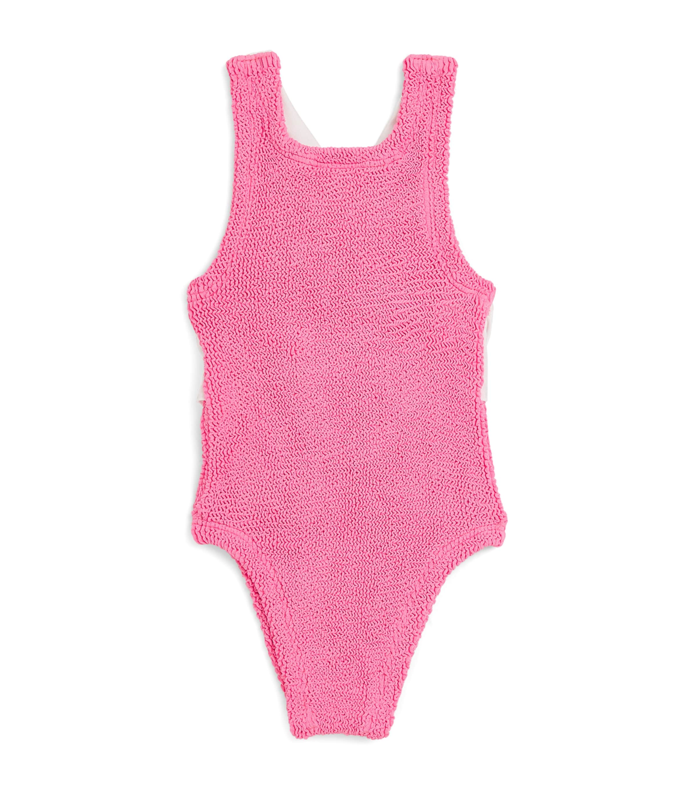 Shop Hunza G Ruffle-trim Cross-back Lara Swimsuit In Pink