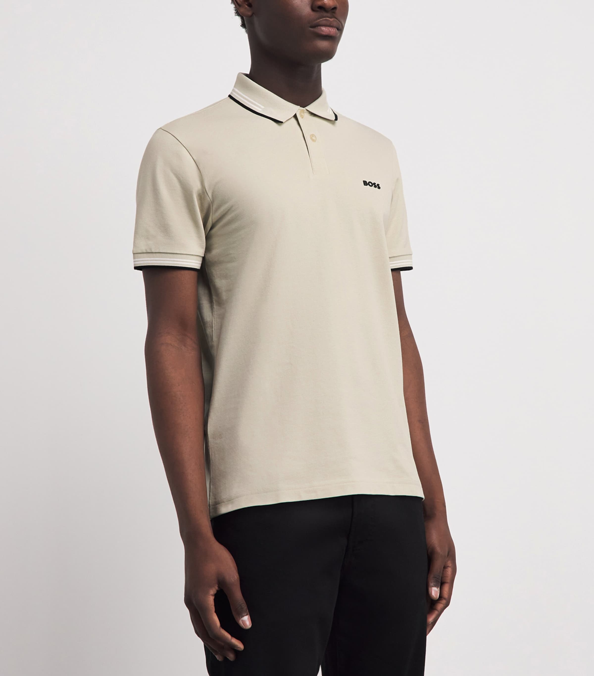 BOSS Mens Stretch-Cotton Logo Polo Shirt Light Image 4